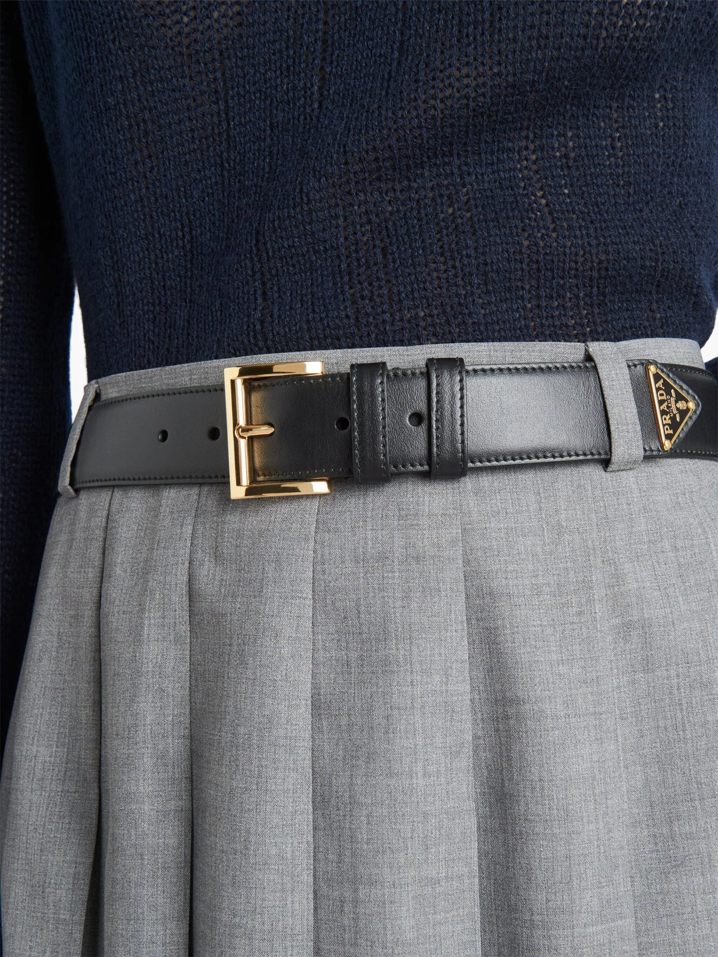 triangle-logo leather belt