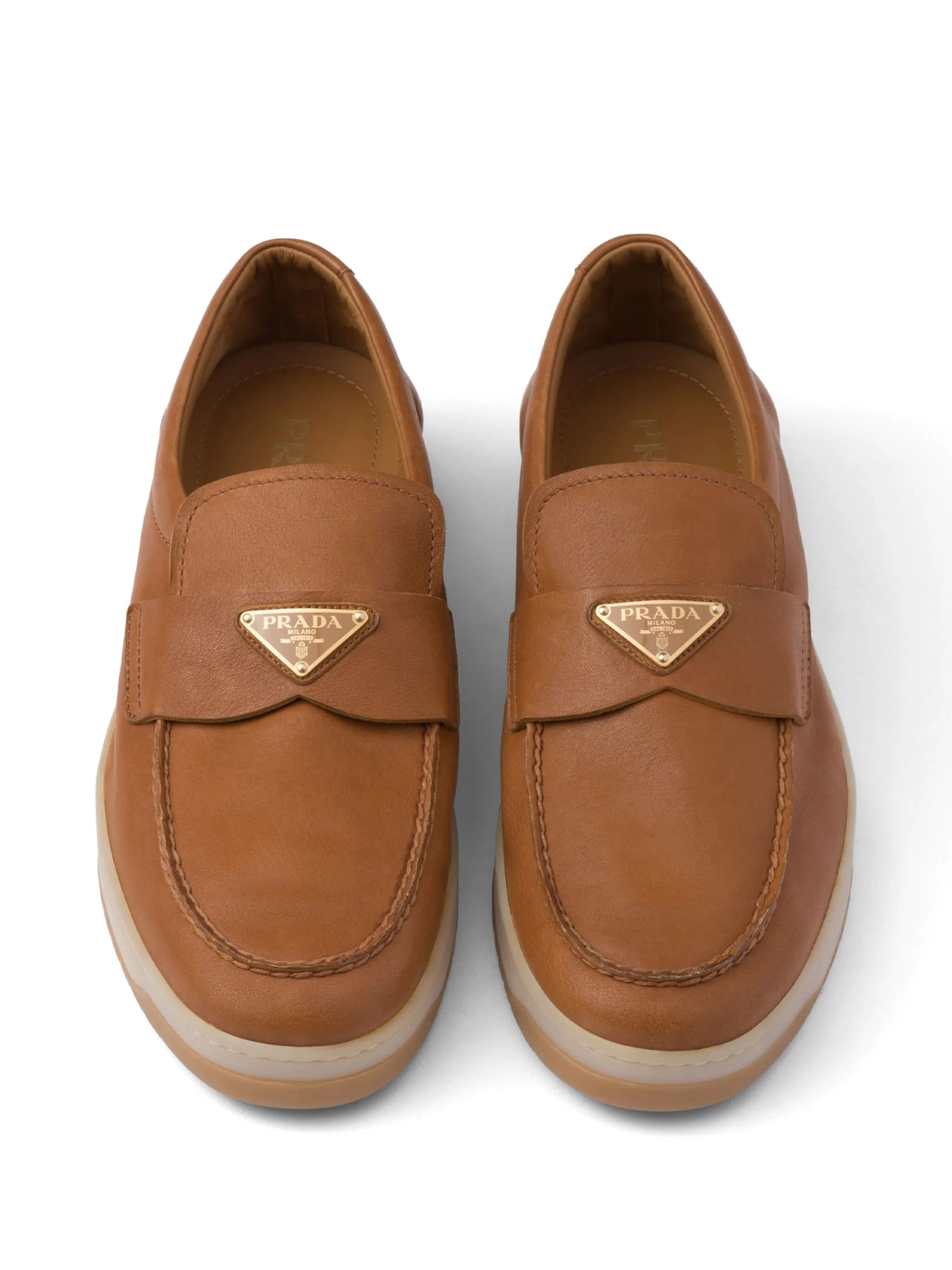 logo-plaque leather loafers
