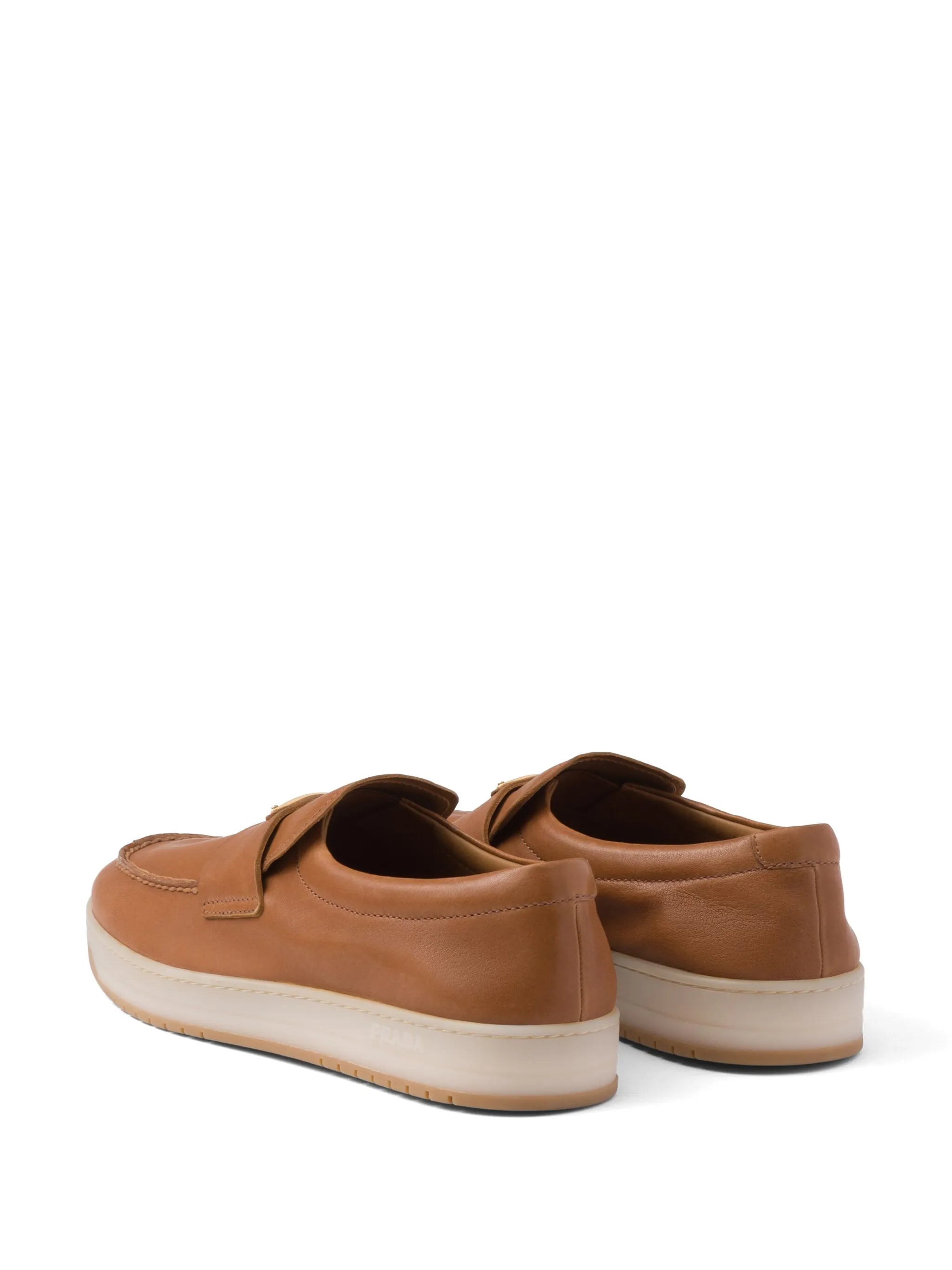 logo-plaque leather loafers