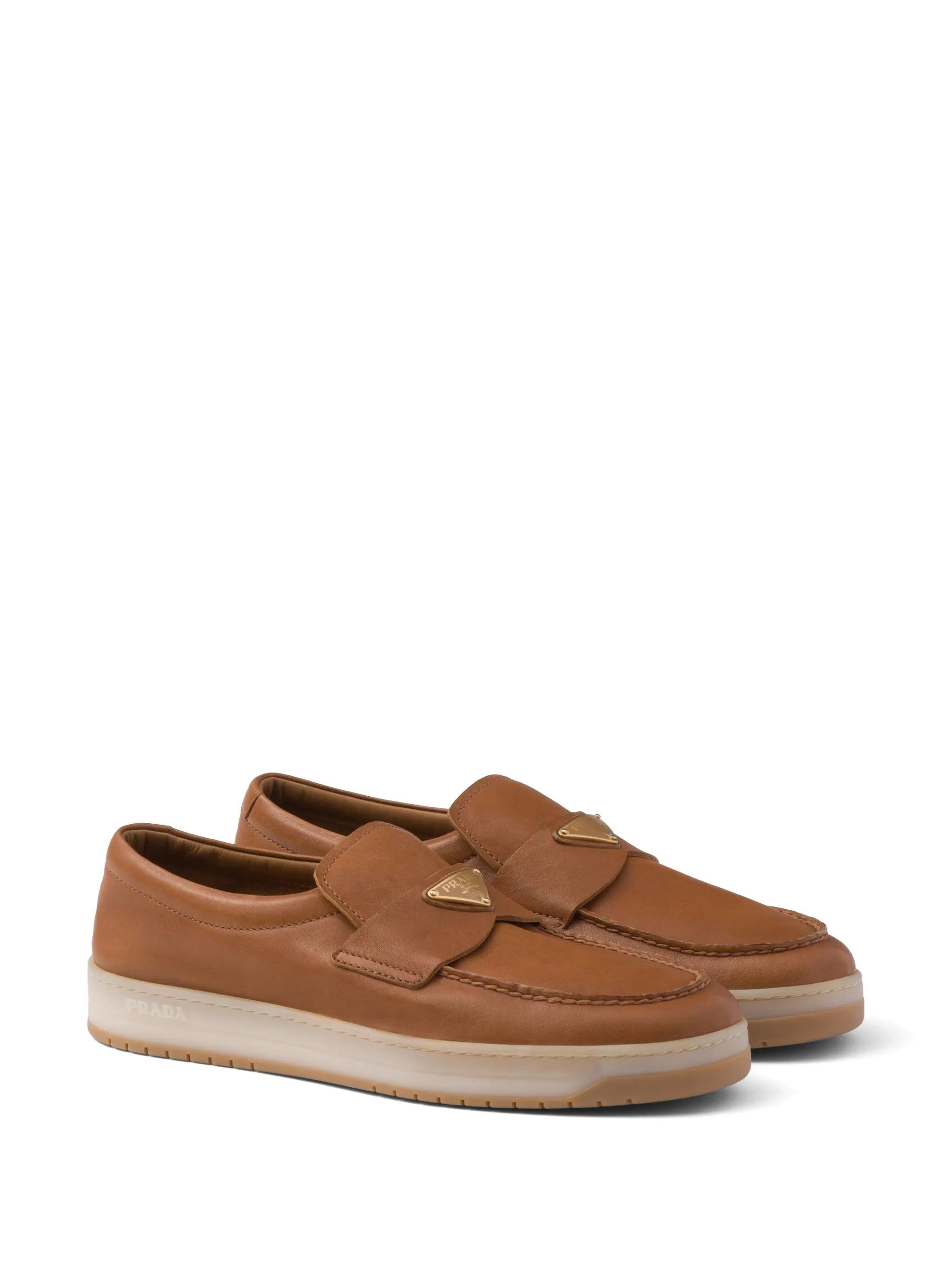 logo-plaque leather loafers
