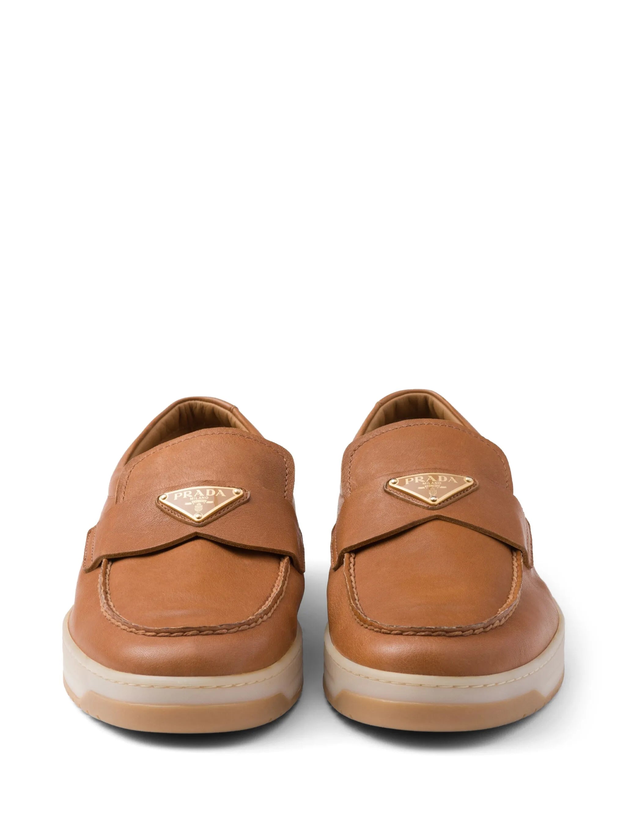 logo-plaque leather loafers