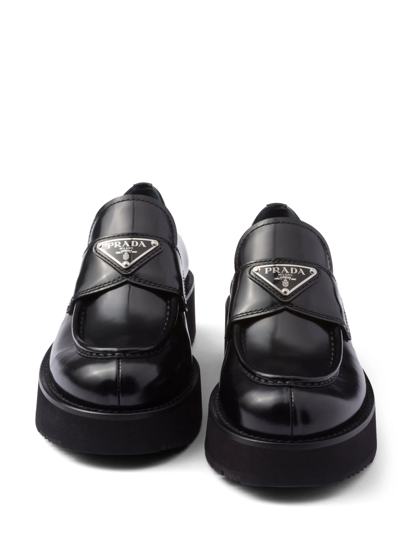 triangle-logo leather loafers