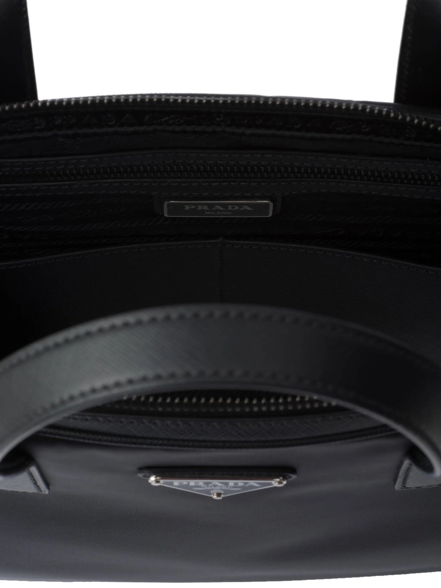 Re-Nylon leather-trimmed briefcase
