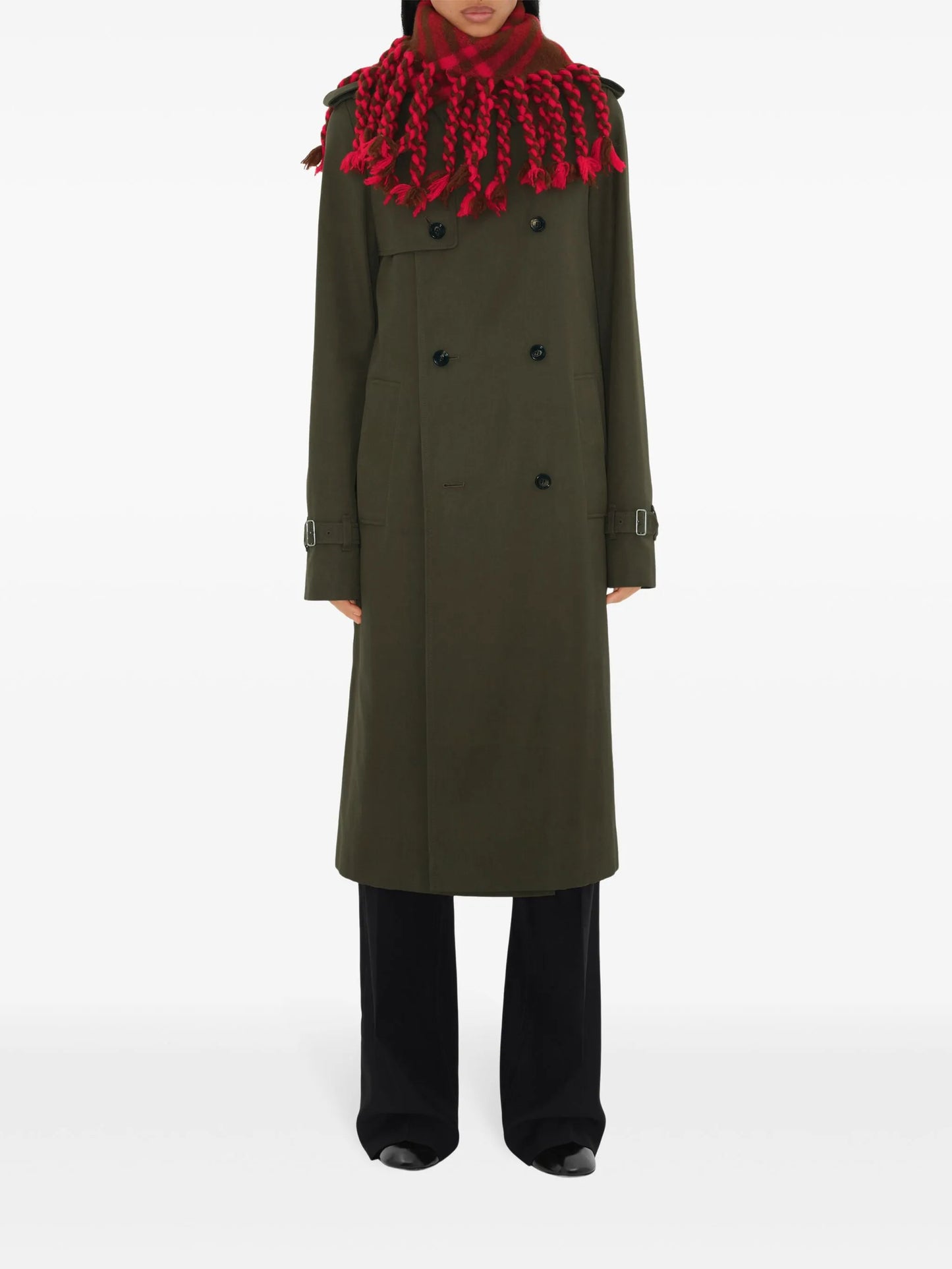 check wool skinny scarf