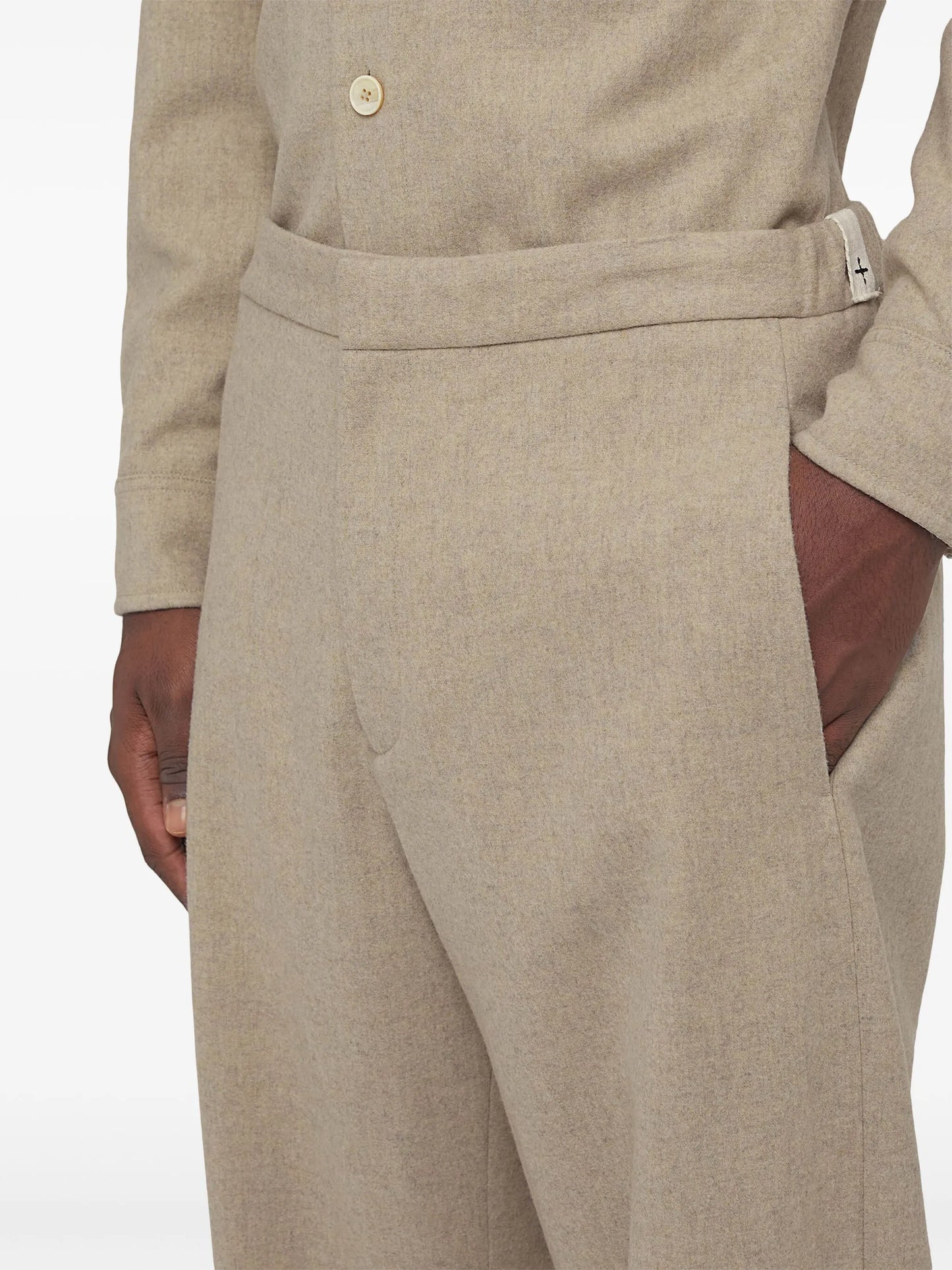 logo-patch wool tapered trousers