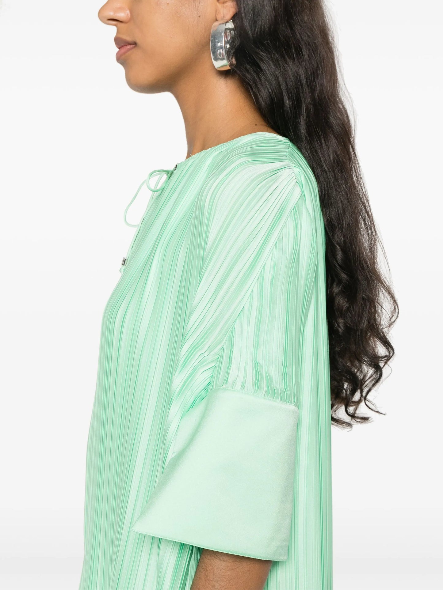 cascade-effect plissé mini dress