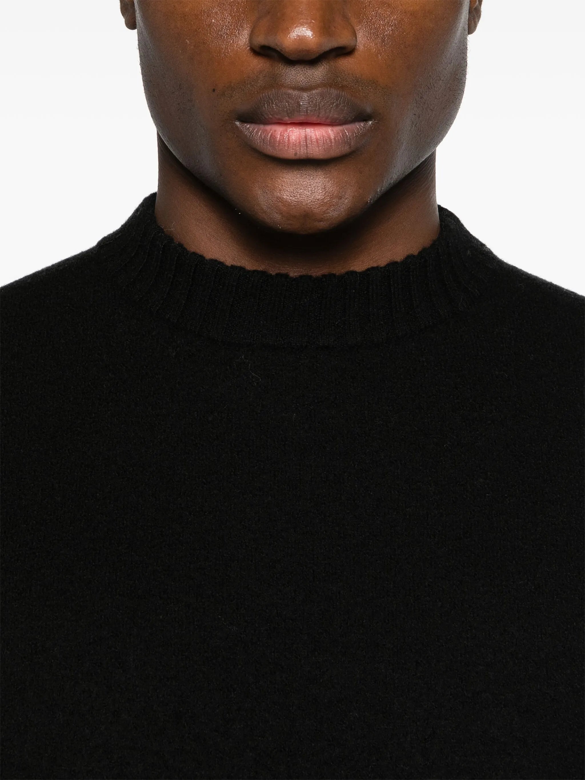 crew-neck boiled wool jumper
