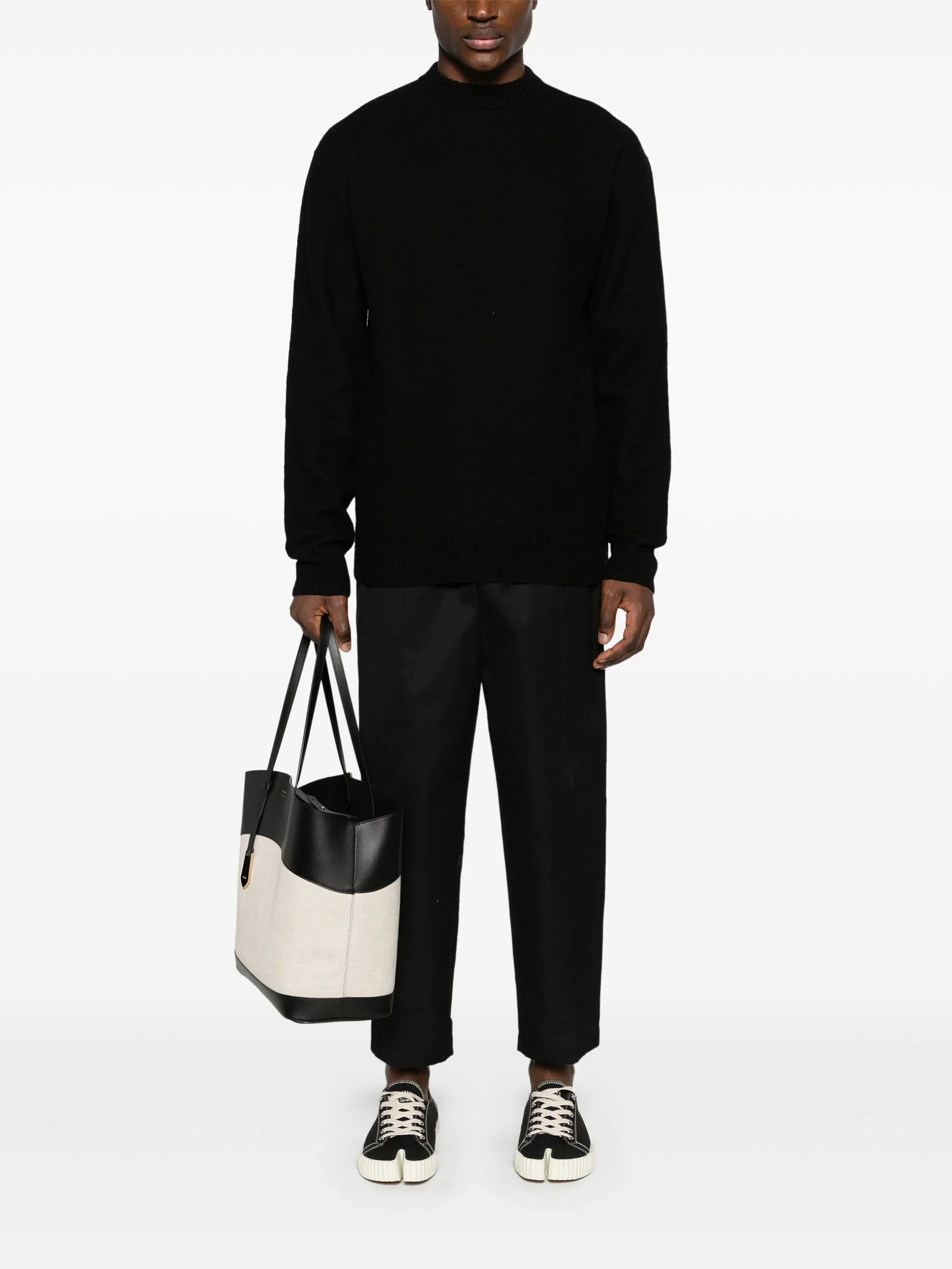 crew-neck boiled wool jumper