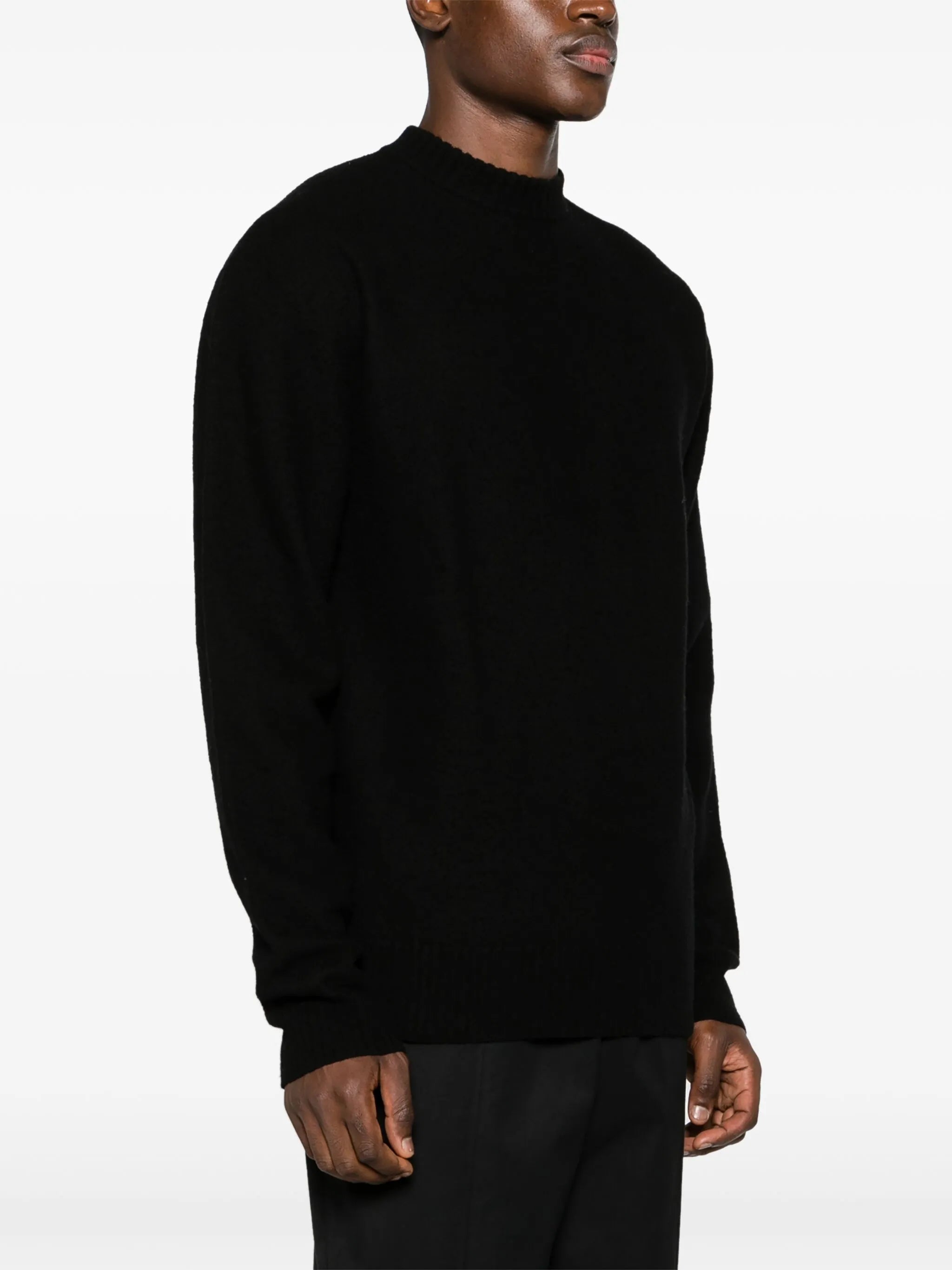 crew-neck boiled wool jumper