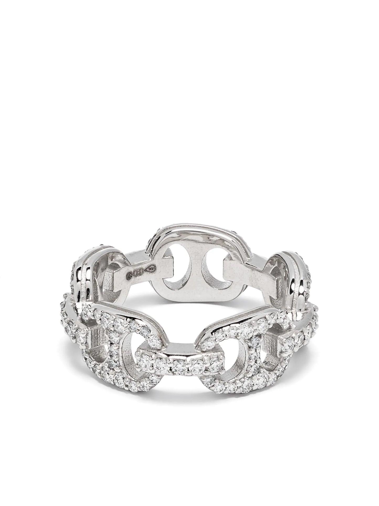 14kt white gold diamonds chain-effect ring