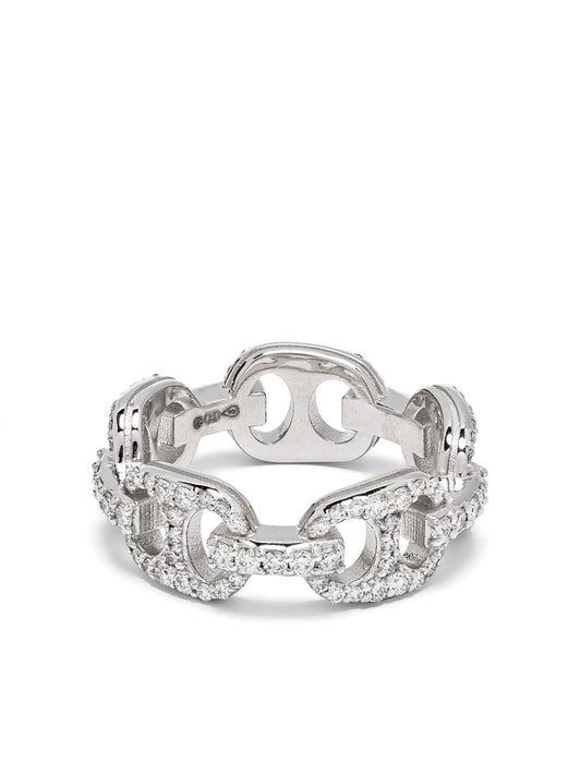 14kt white gold diamonds chain-effect ring