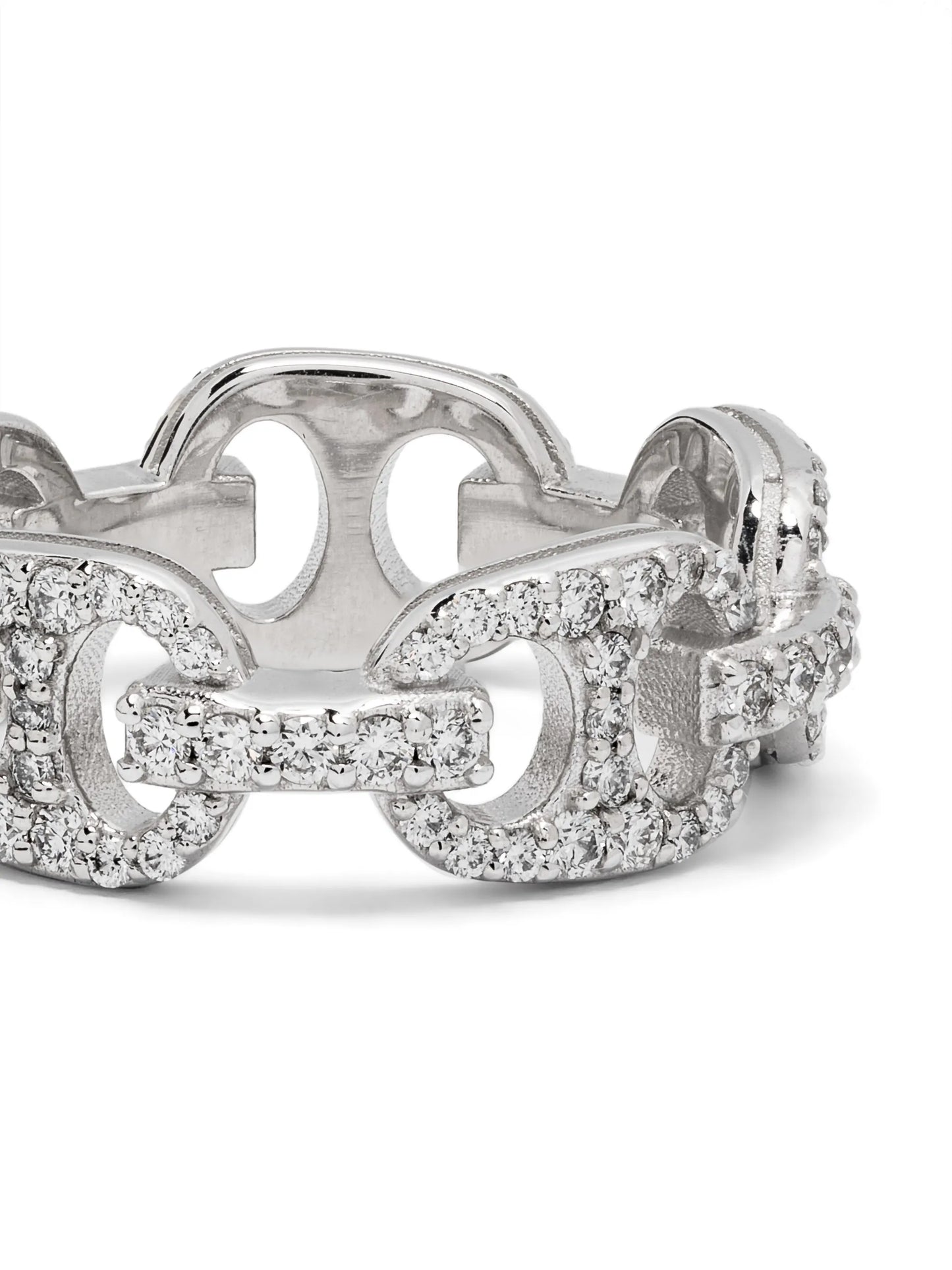 14kt white gold diamonds chain-effect ring