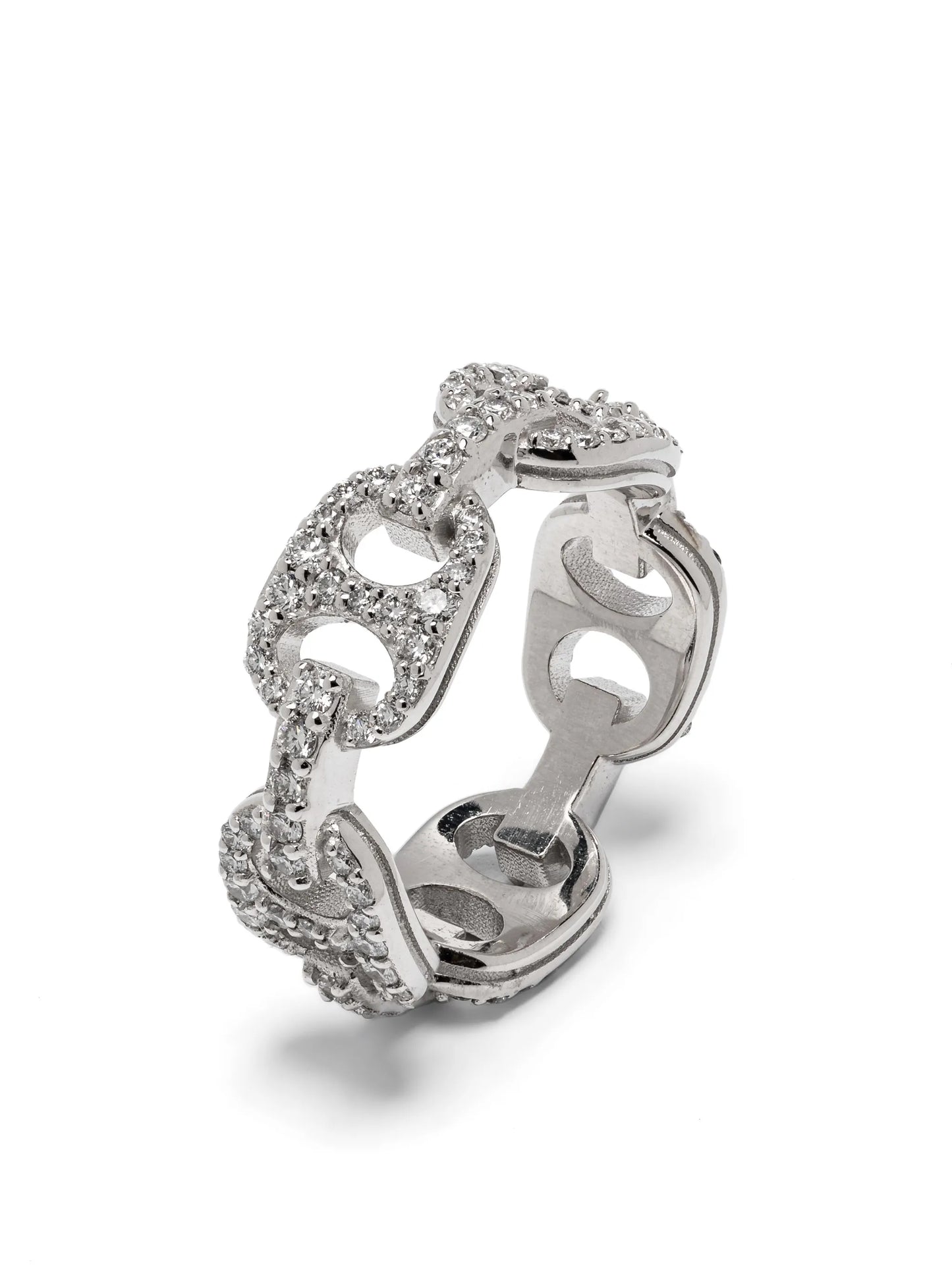 14kt white gold diamonds chain-effect ring