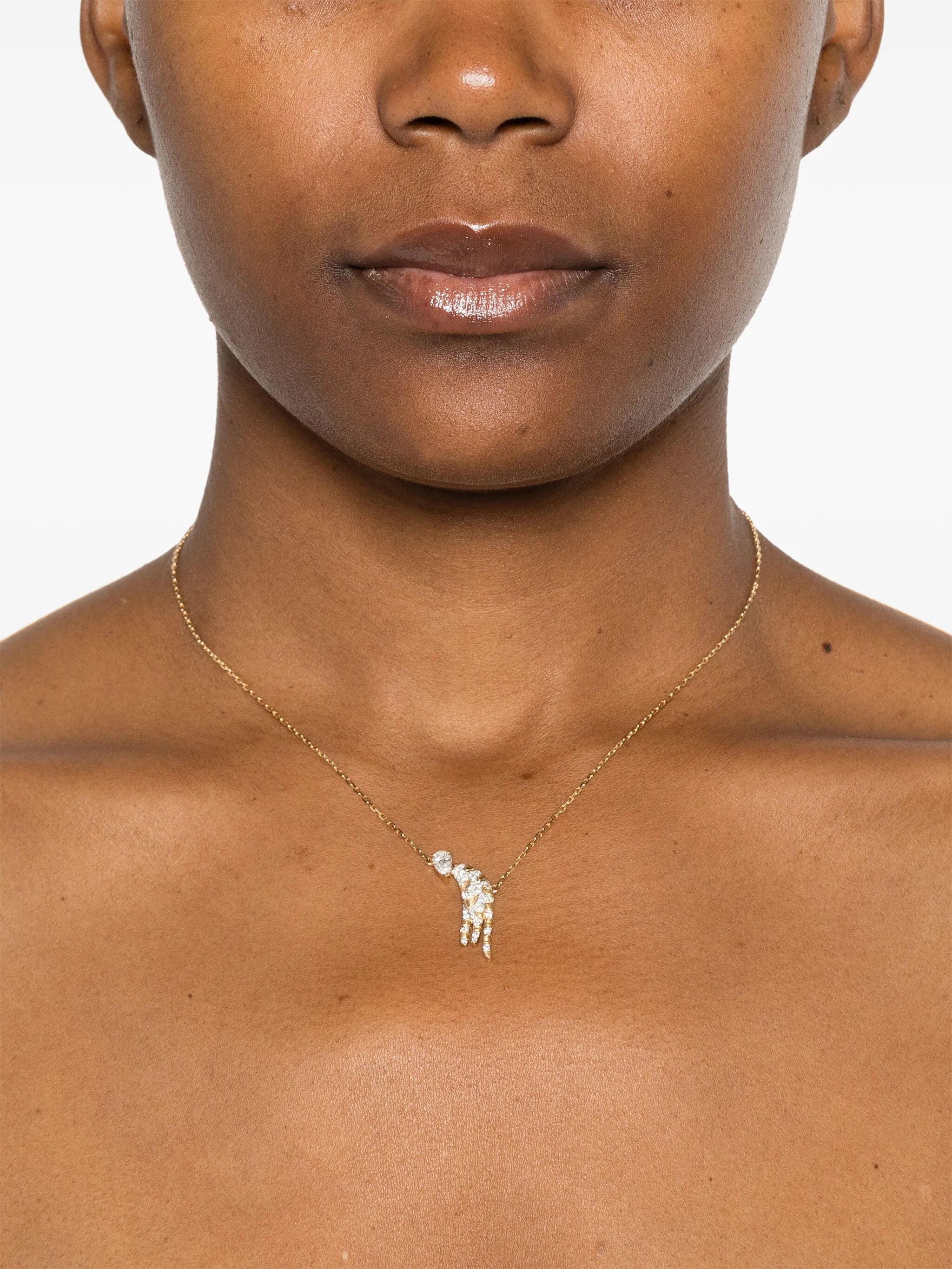18kt yellow gold Feline diamond necklace
