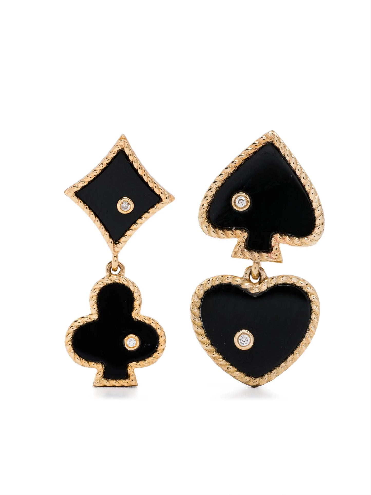 9kt yellow gold Casino agate and diamond earrings