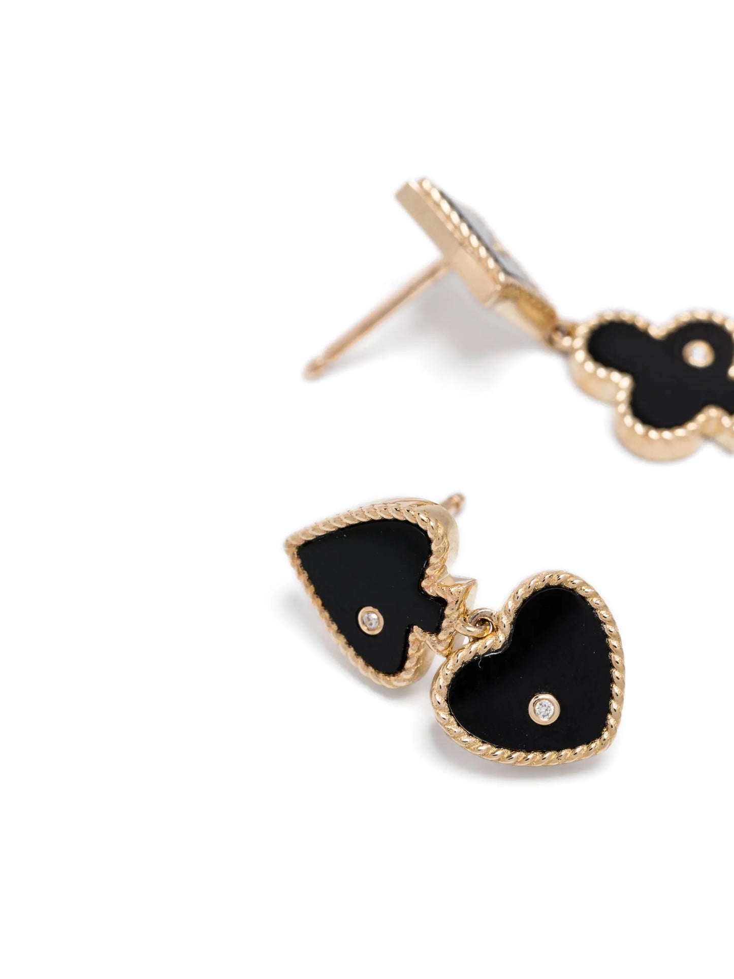 9kt yellow gold Casino agate and diamond earrings