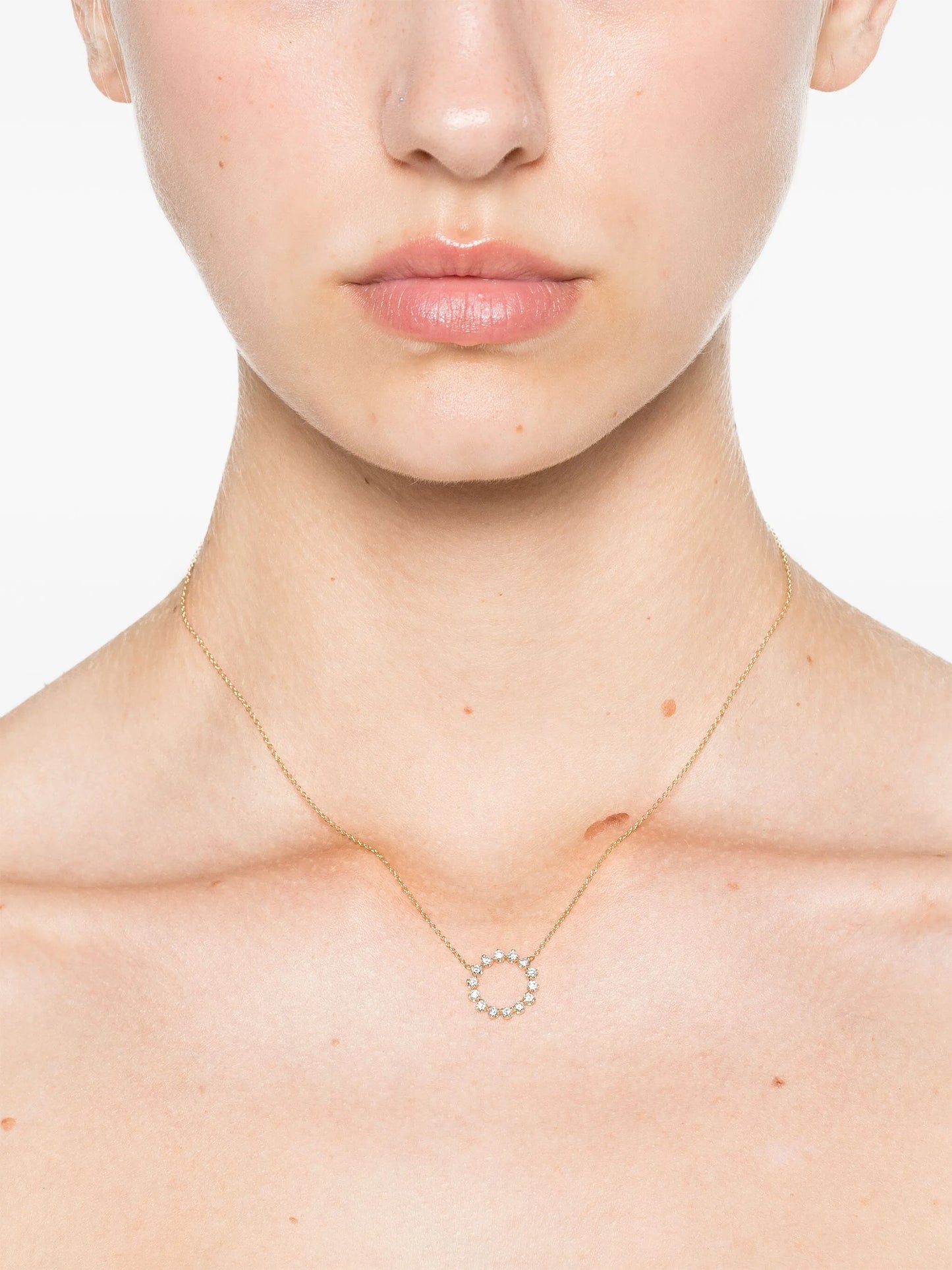 14kt yellow gold Open Sun diamond necklace