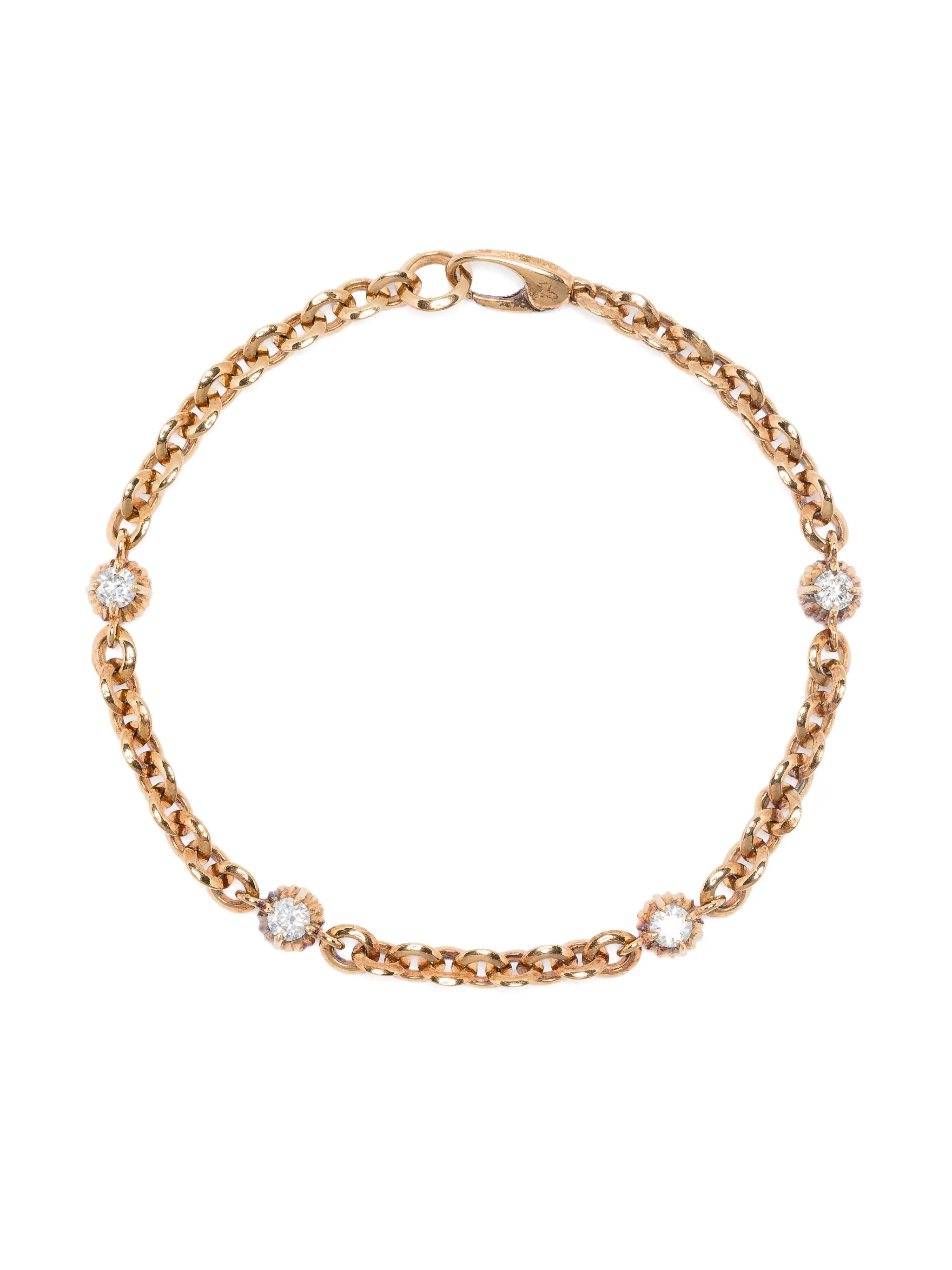 18kt yellow gold fluted white diamonds bracelet