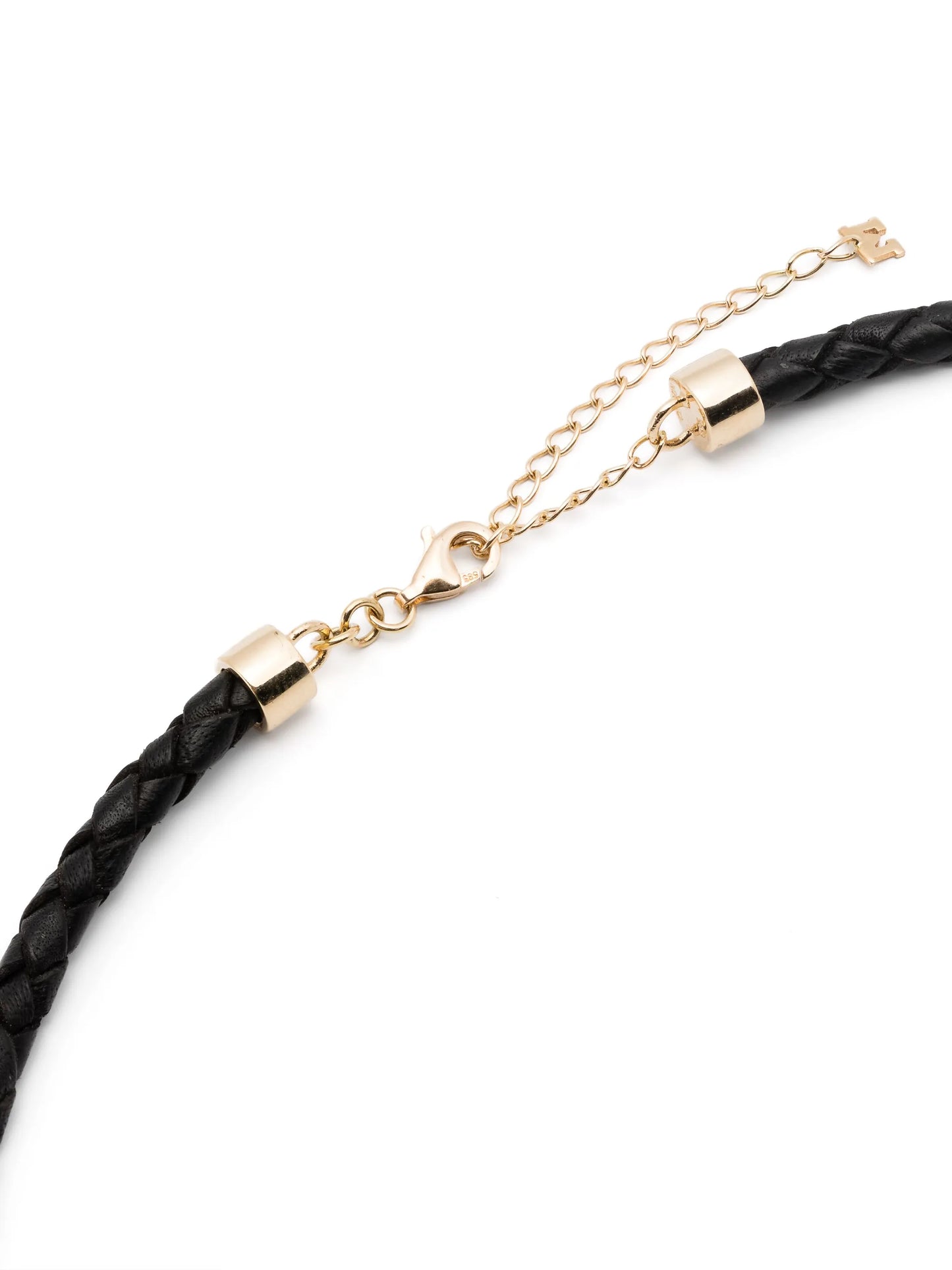14kt yellow gold waterdrop-pendant leather necklace