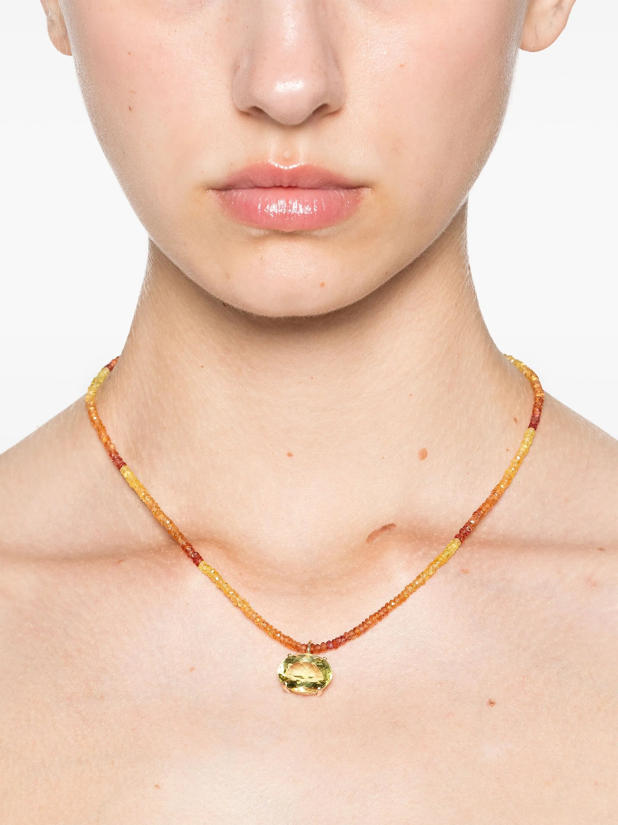 14kt yellow gold Arizona citrine and sapphire necklace