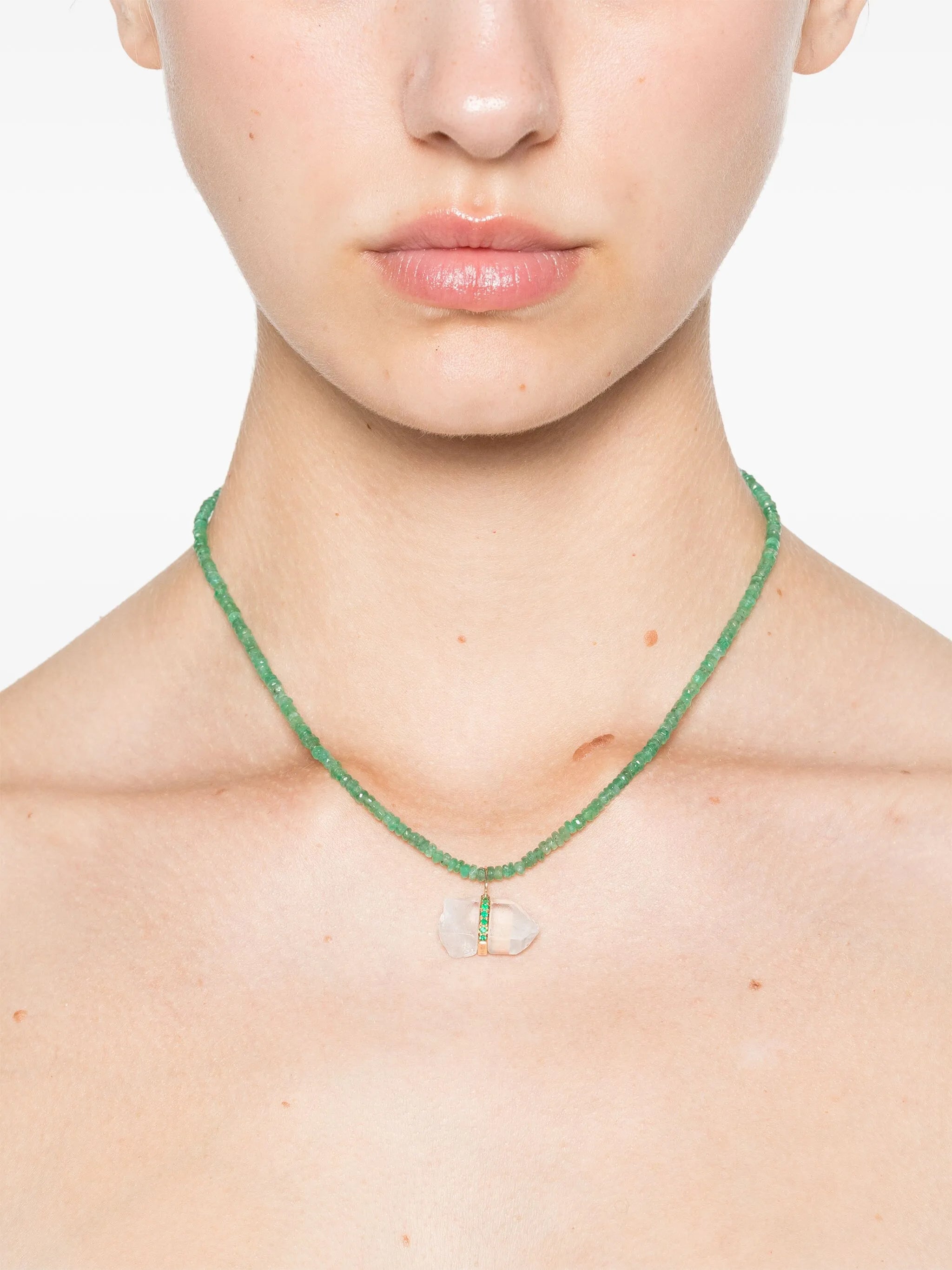 14kt yellow gold quartz pendant necklace