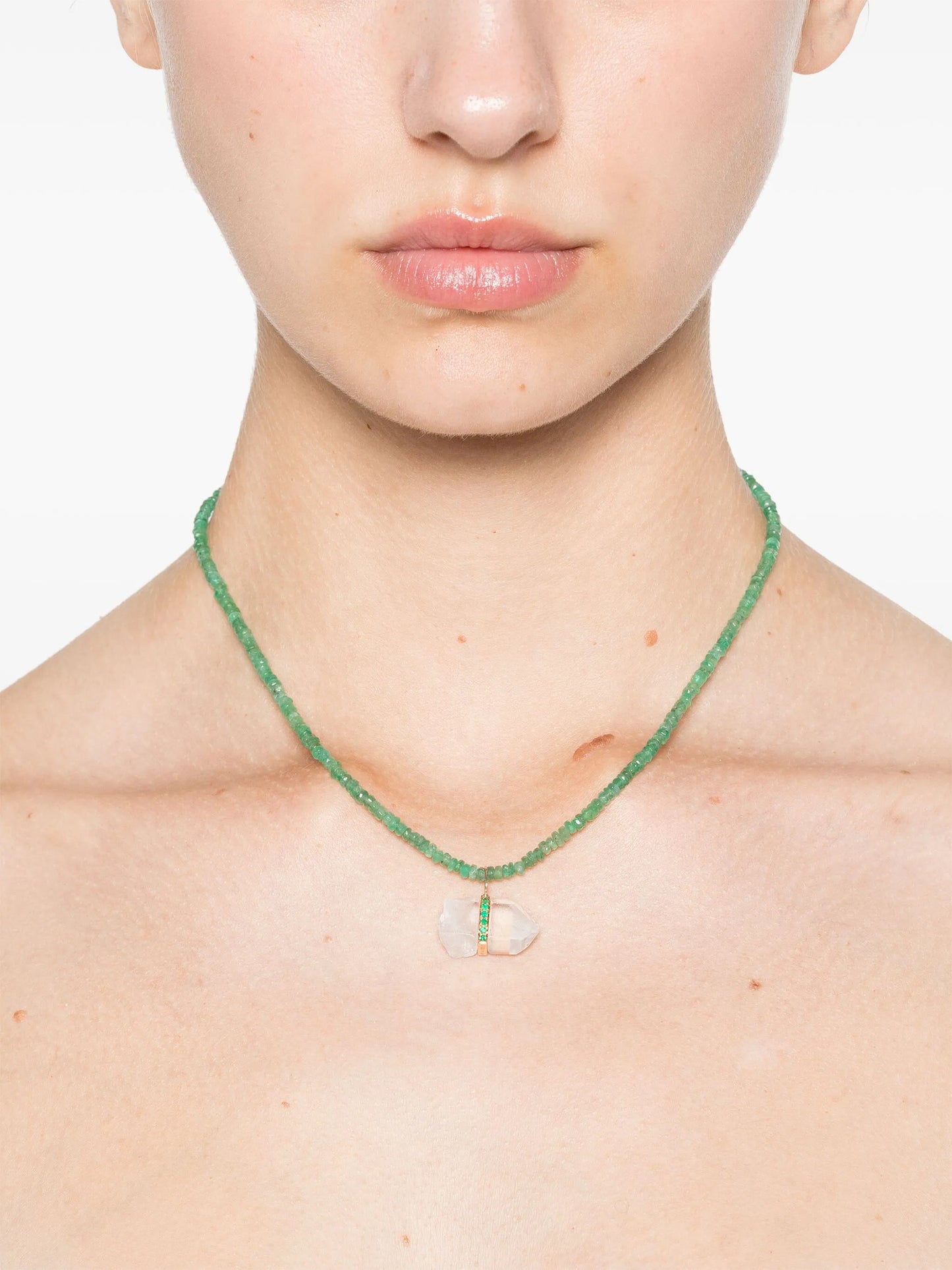 14kt yellow gold quartz pendant necklace