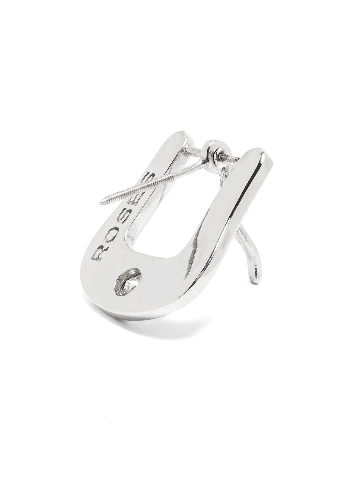 14kt white gold buckle-motif diamond earrings