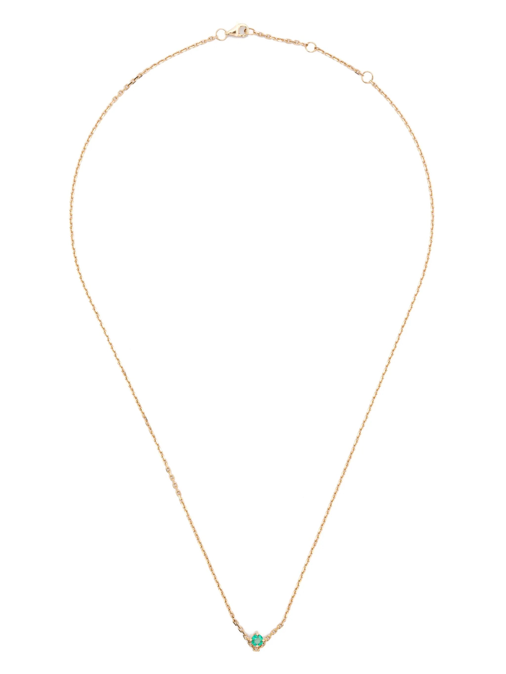 18kt yellow gold Solitaire V emerald pendant necklace