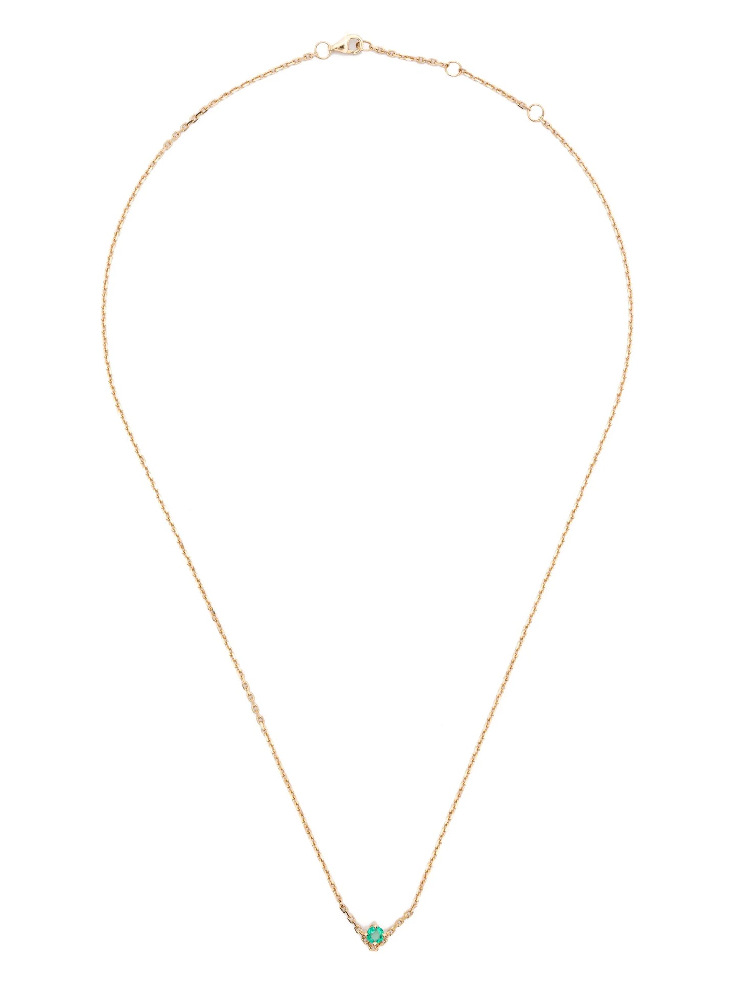 18kt yellow gold Solitaire V emerald pendant necklace