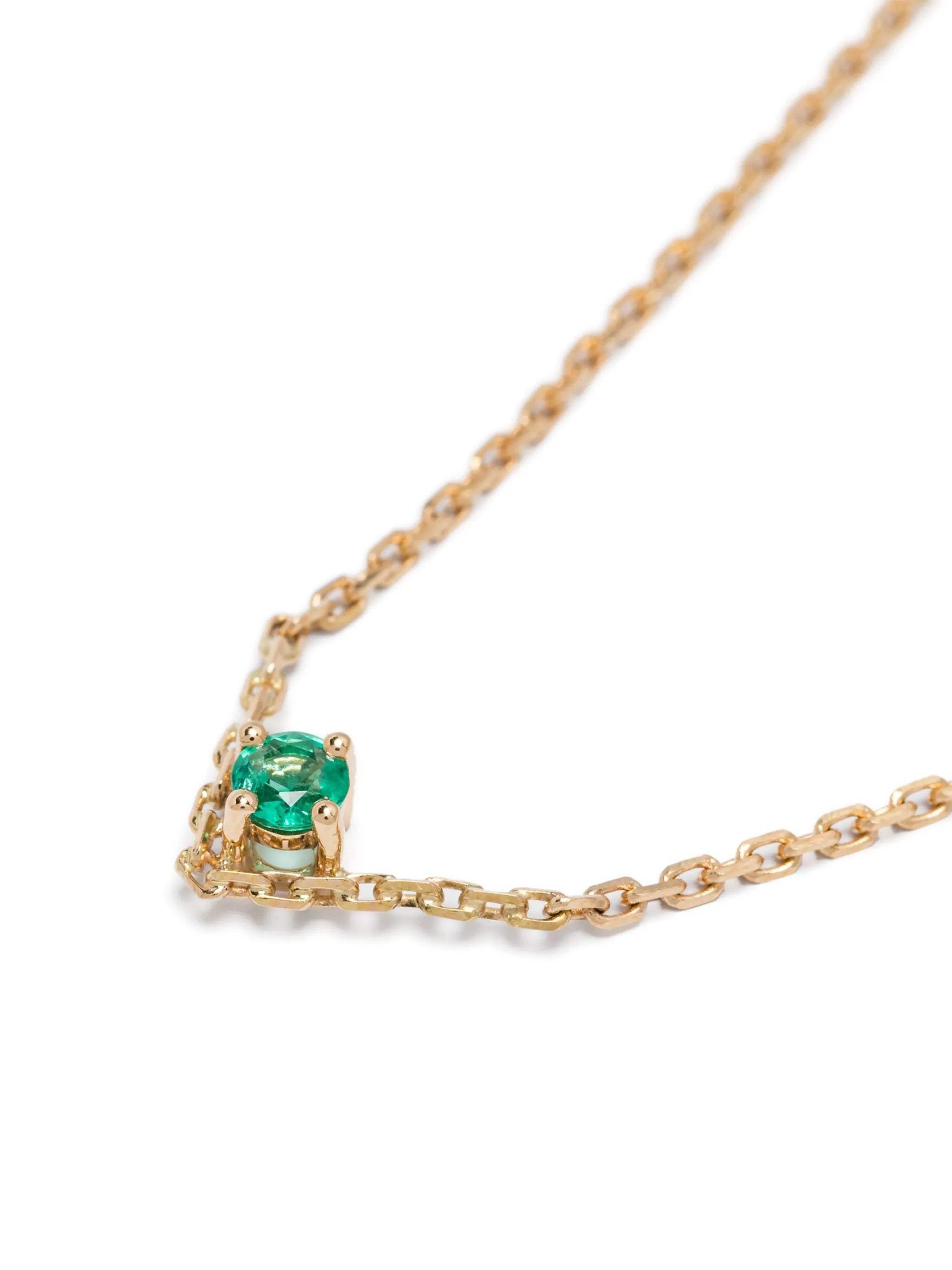 18kt yellow gold Solitaire V emerald pendant necklace