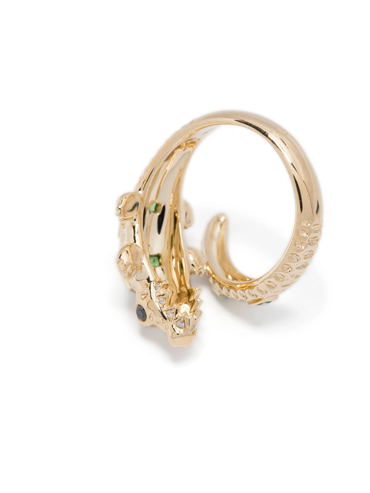9kt yellow gold Crocodile multi-stone ring