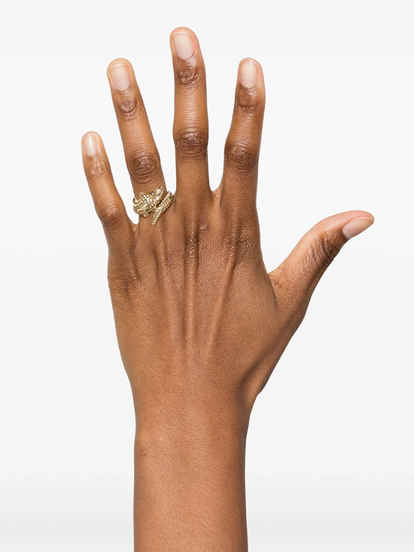9kt yellow gold Crocodile multi-stone ring