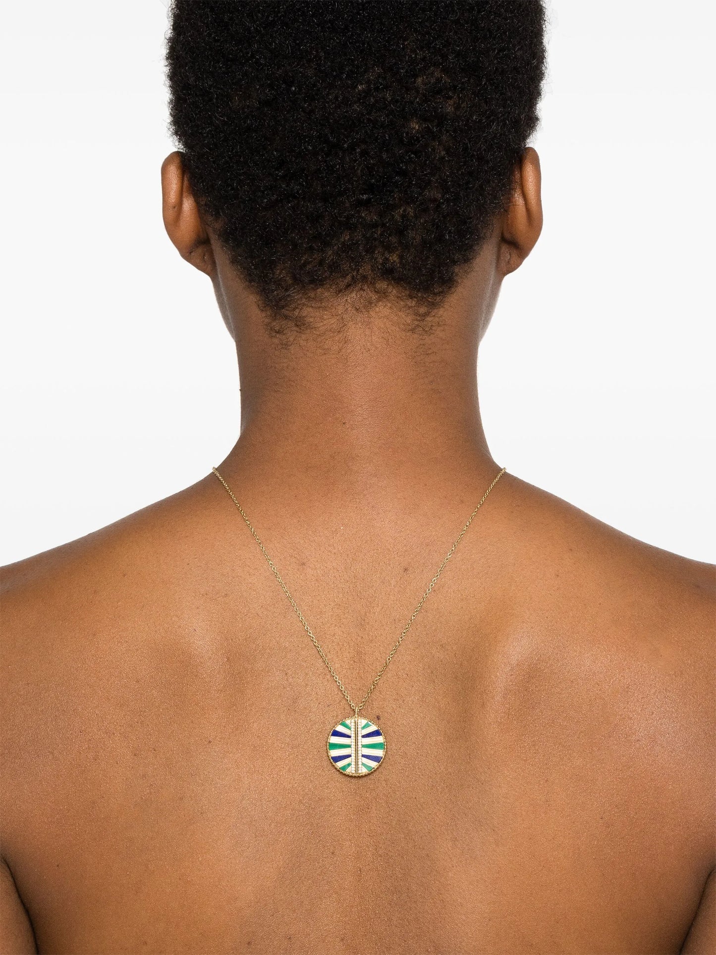 9kt yellow gold Backgammon multi-stone necklace