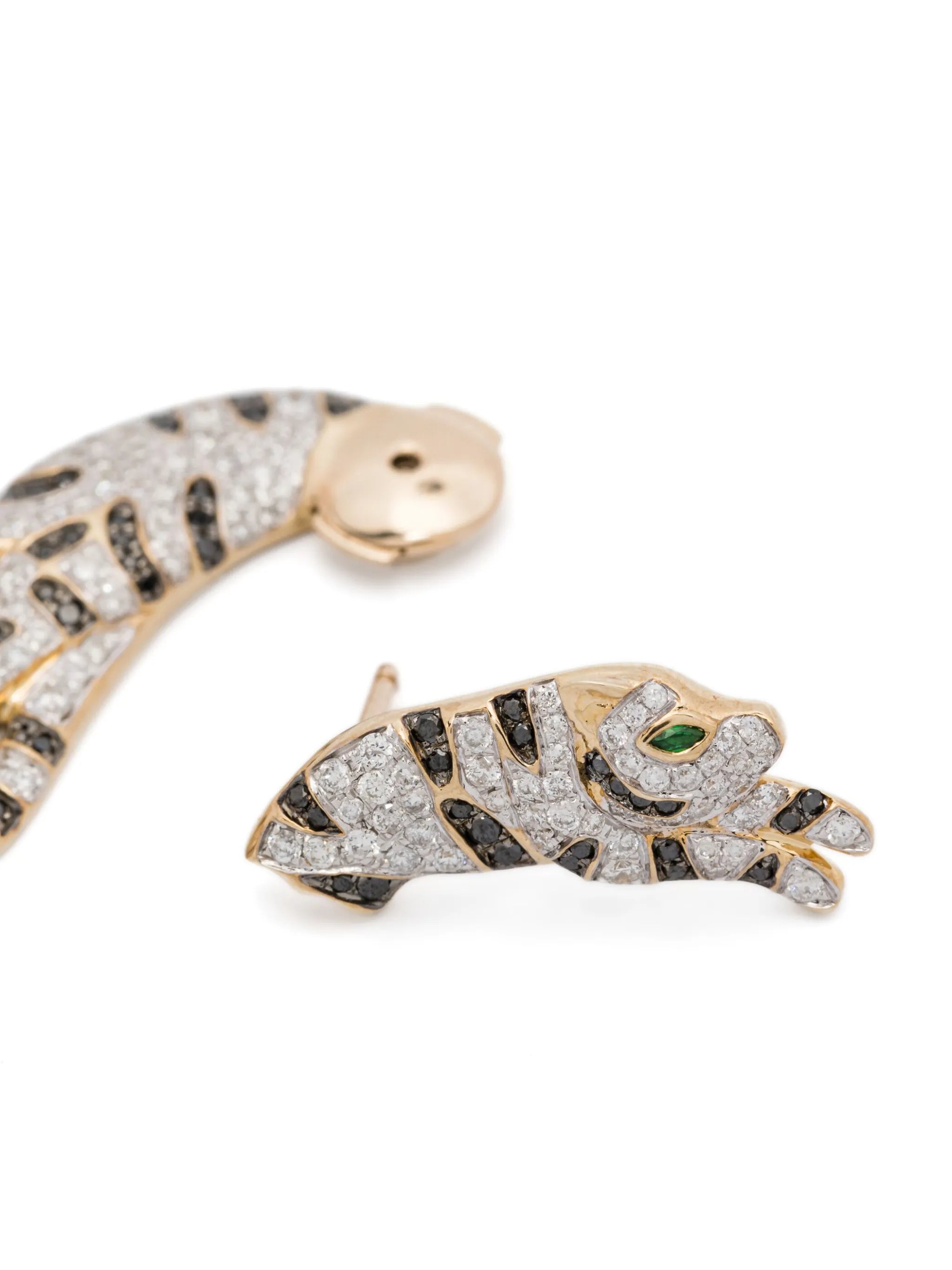 9kt yellow gold black diamond tsavorite diamond earrings