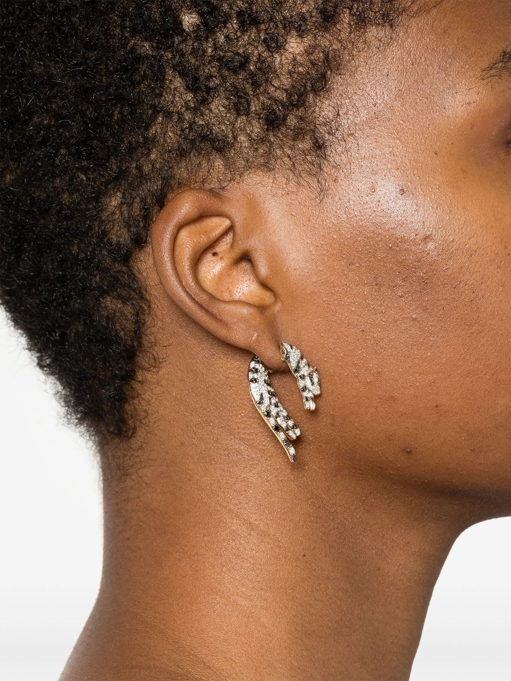 9kt yellow gold black diamond tsavorite diamond earrings