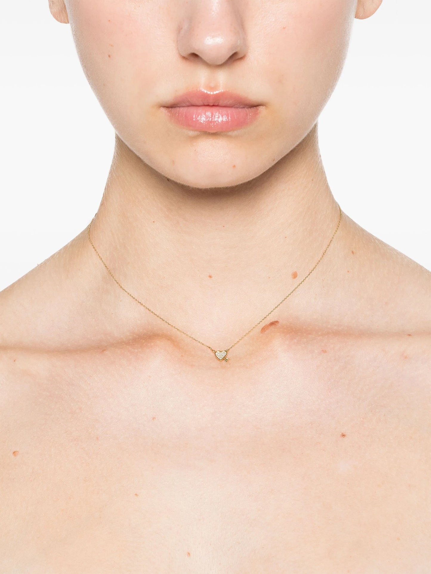 14kt yellow gold heart-pendant diamond necklace