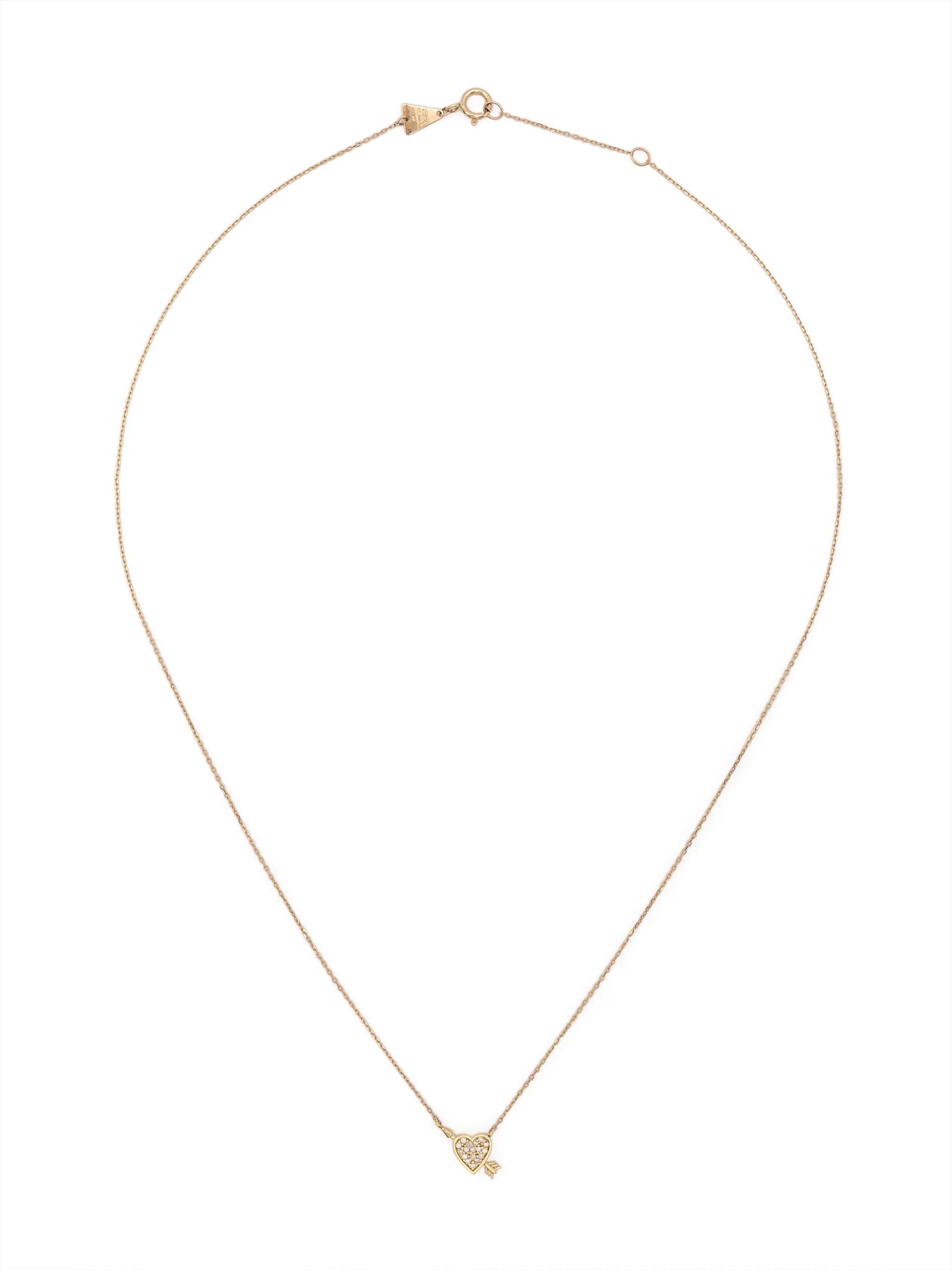 14kt yellow gold heart-pendant diamond necklace