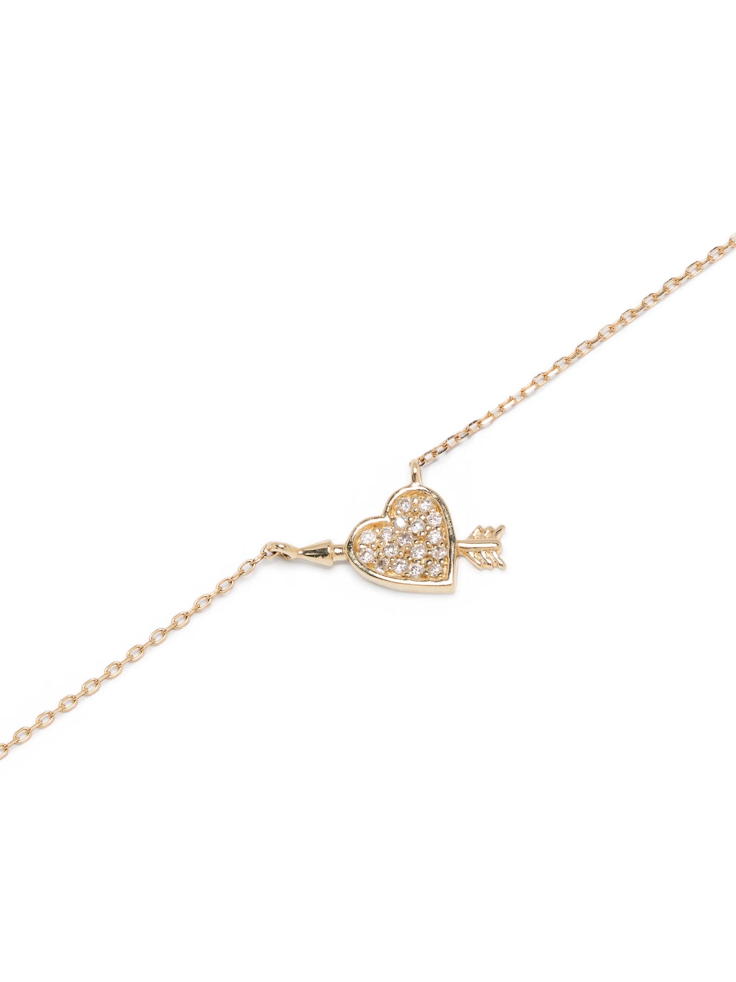 14kt yellow gold heart-pendant diamond necklace