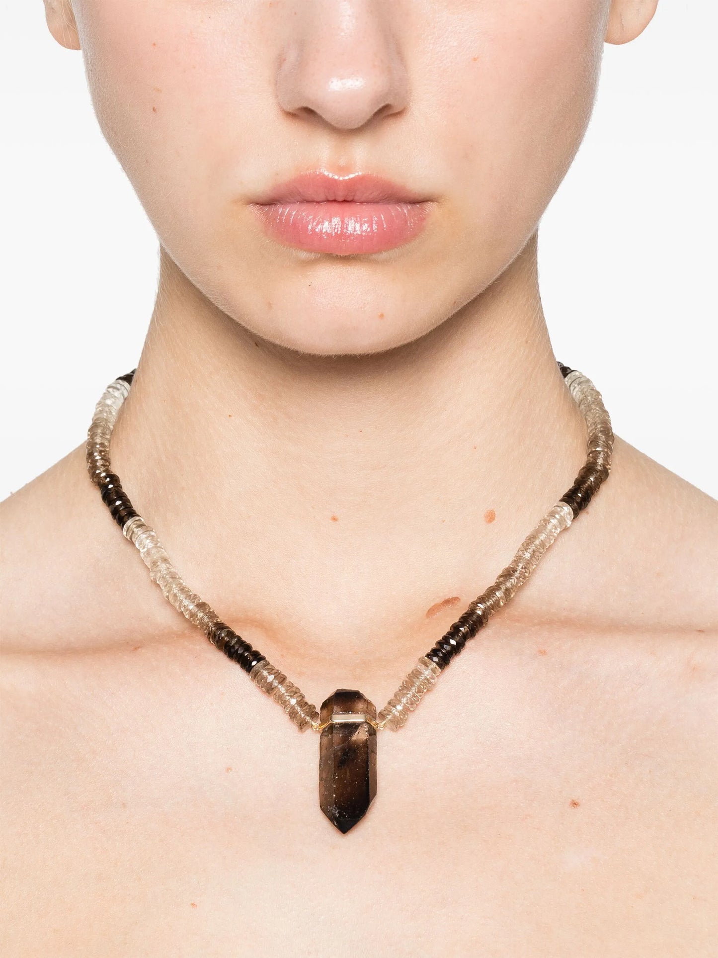 14kt yellow gold Aurora smoky quartz necklace