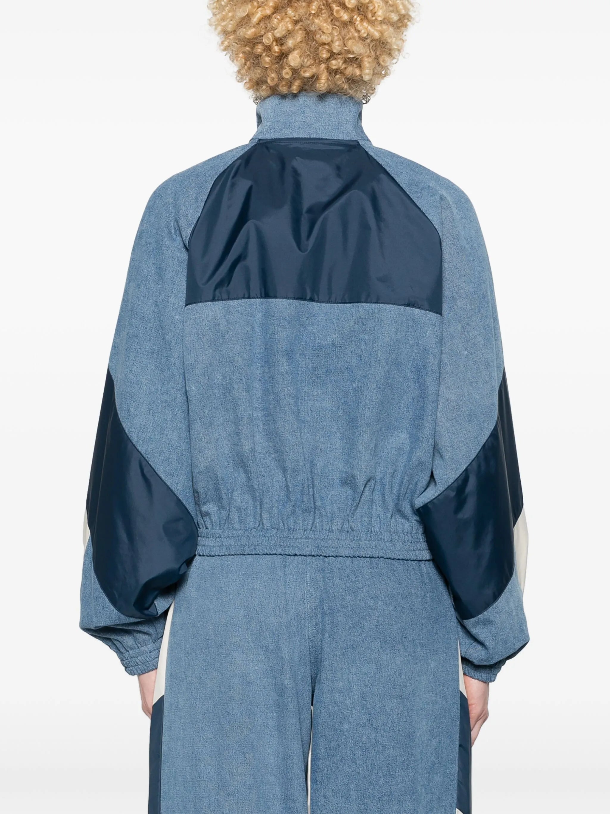 cropped chambray track jacket