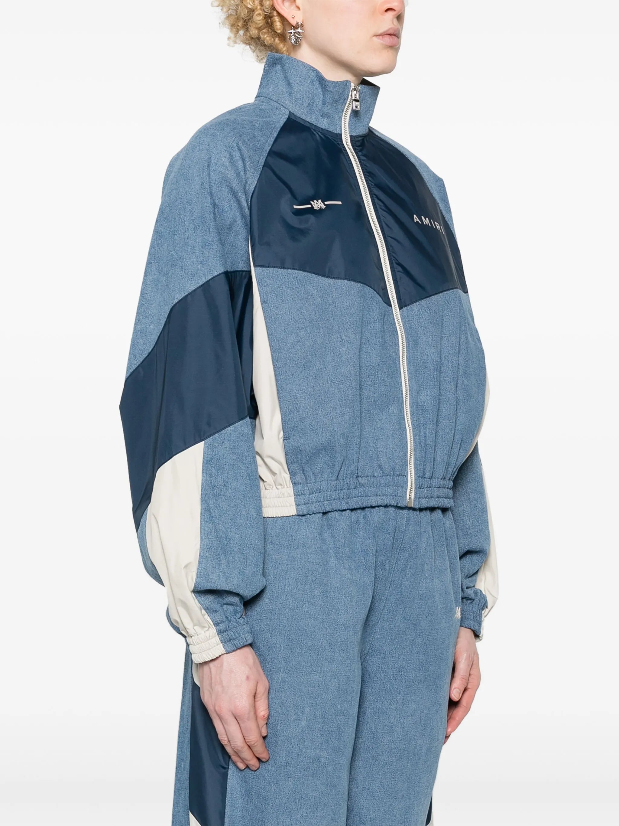 cropped chambray track jacket