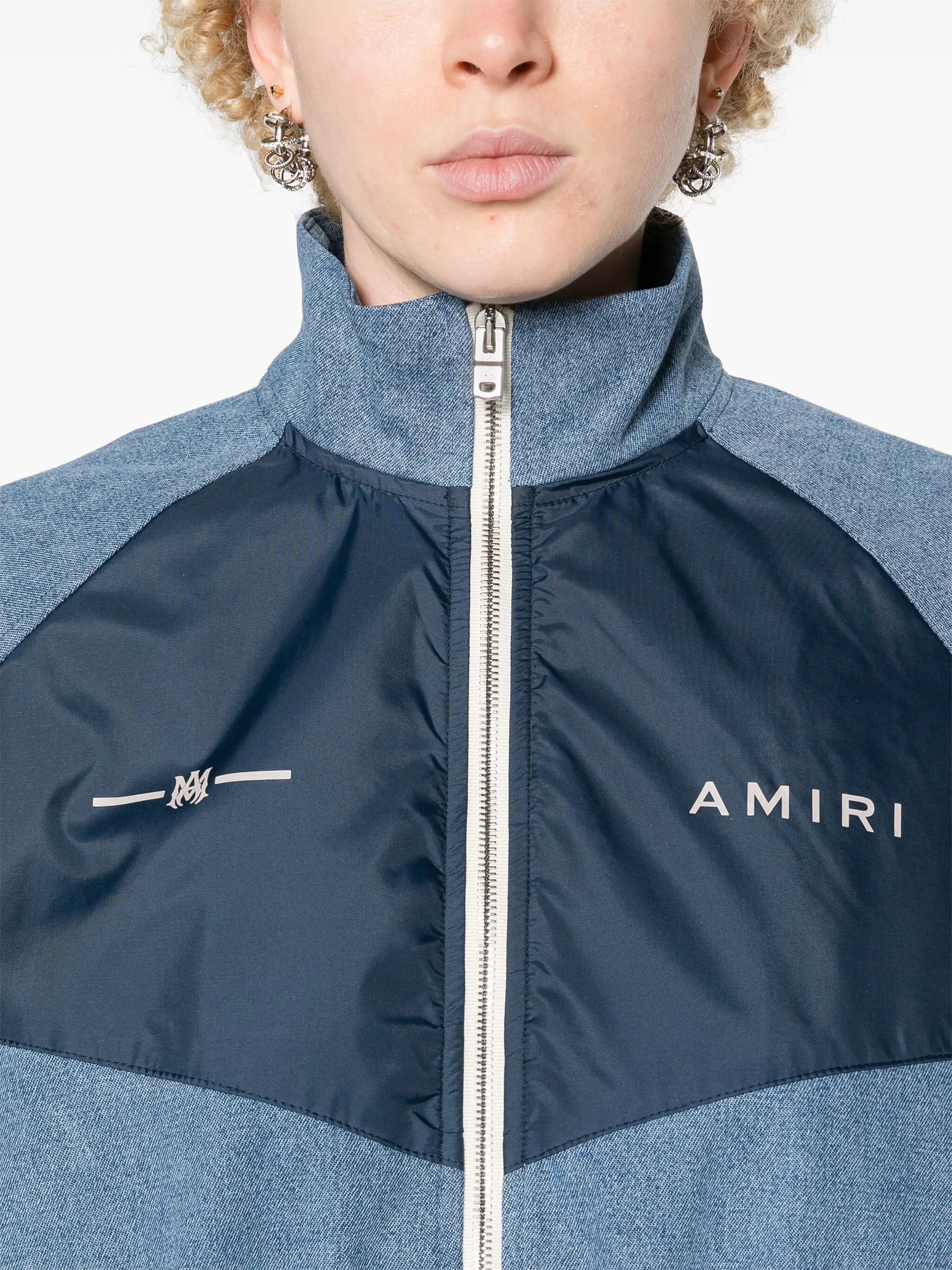cropped chambray track jacket