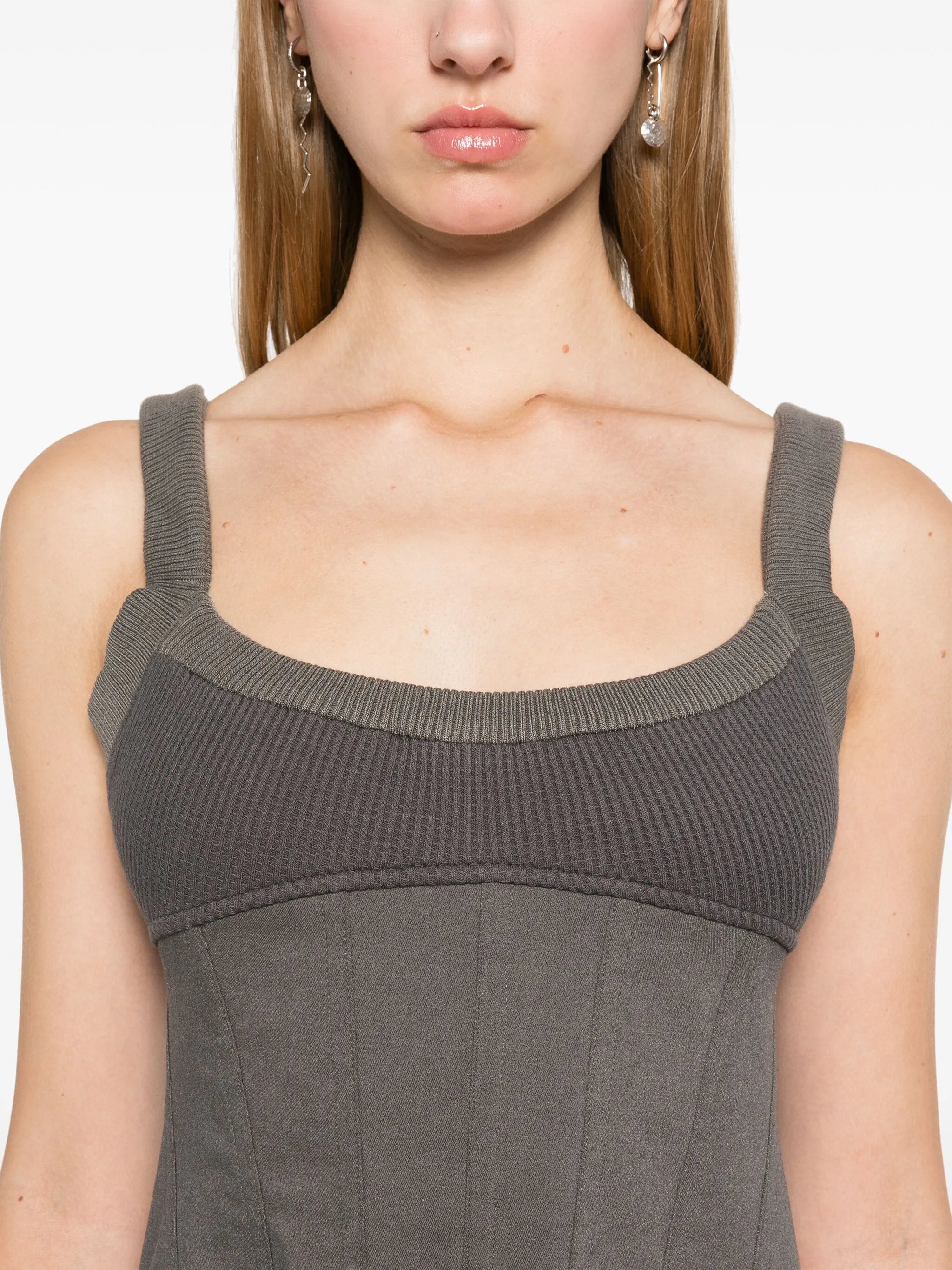 waffle-knit corset mini dress