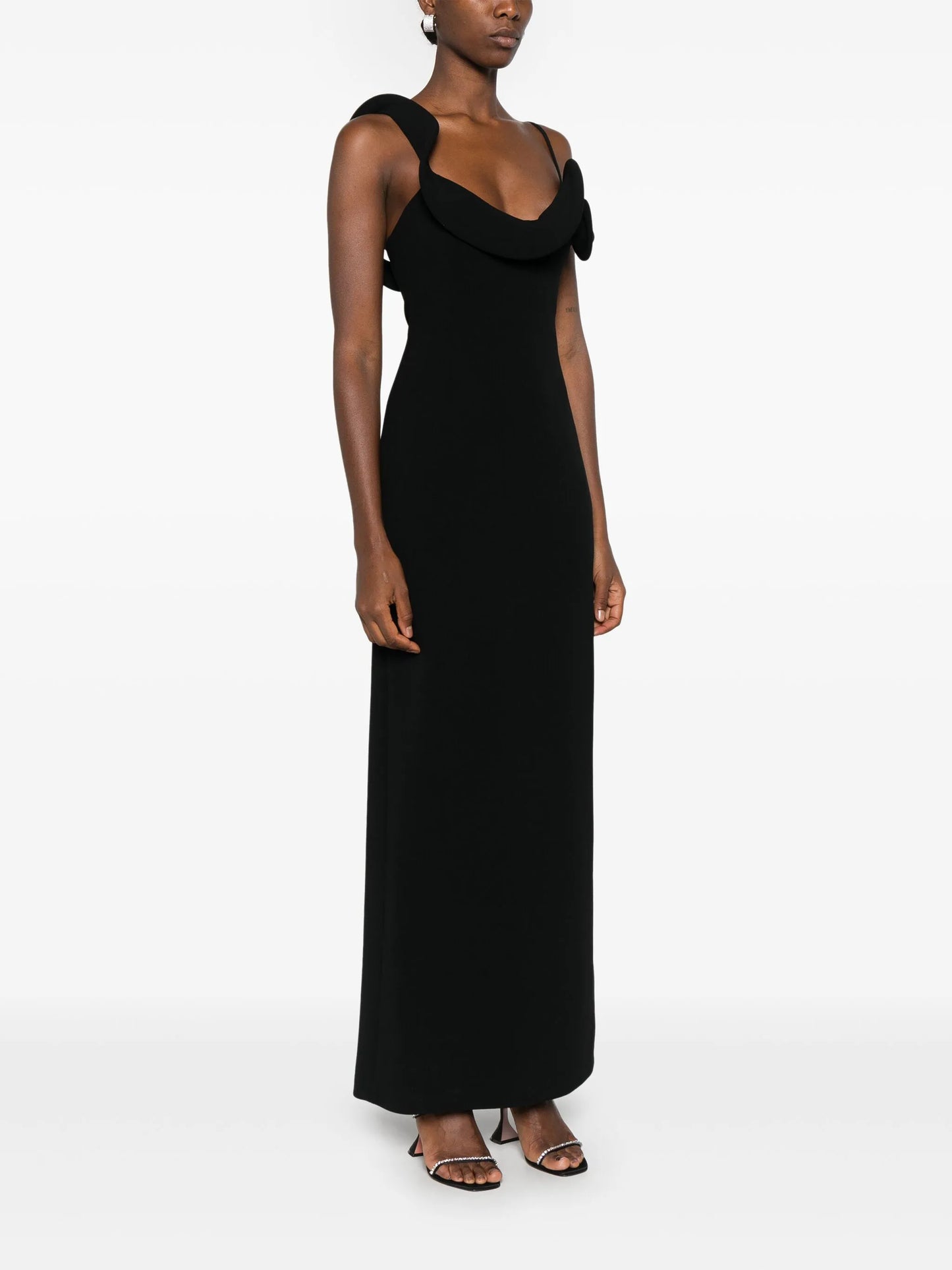 floral-appliqué maxi dress