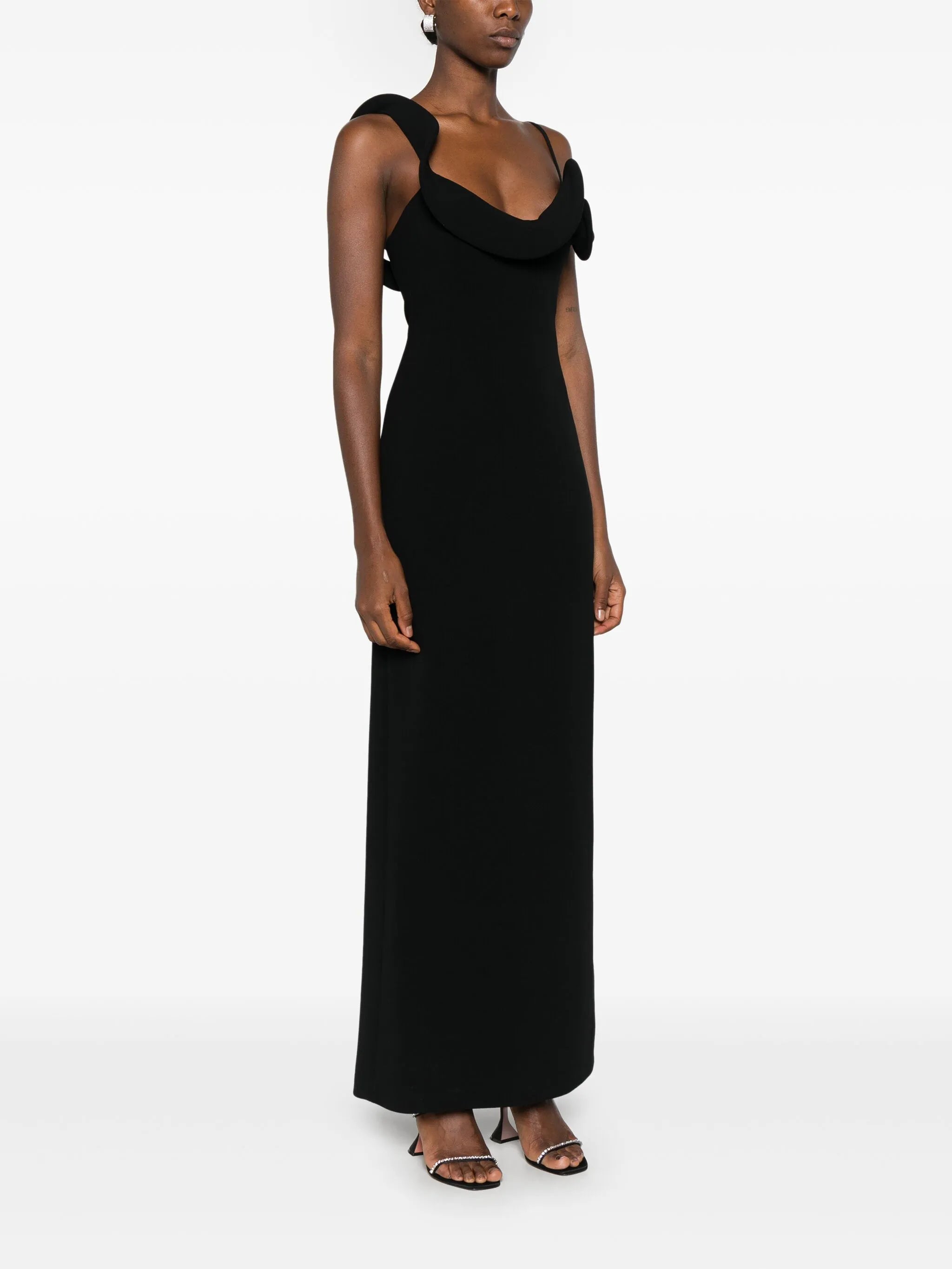 floral-appliqué maxi dress