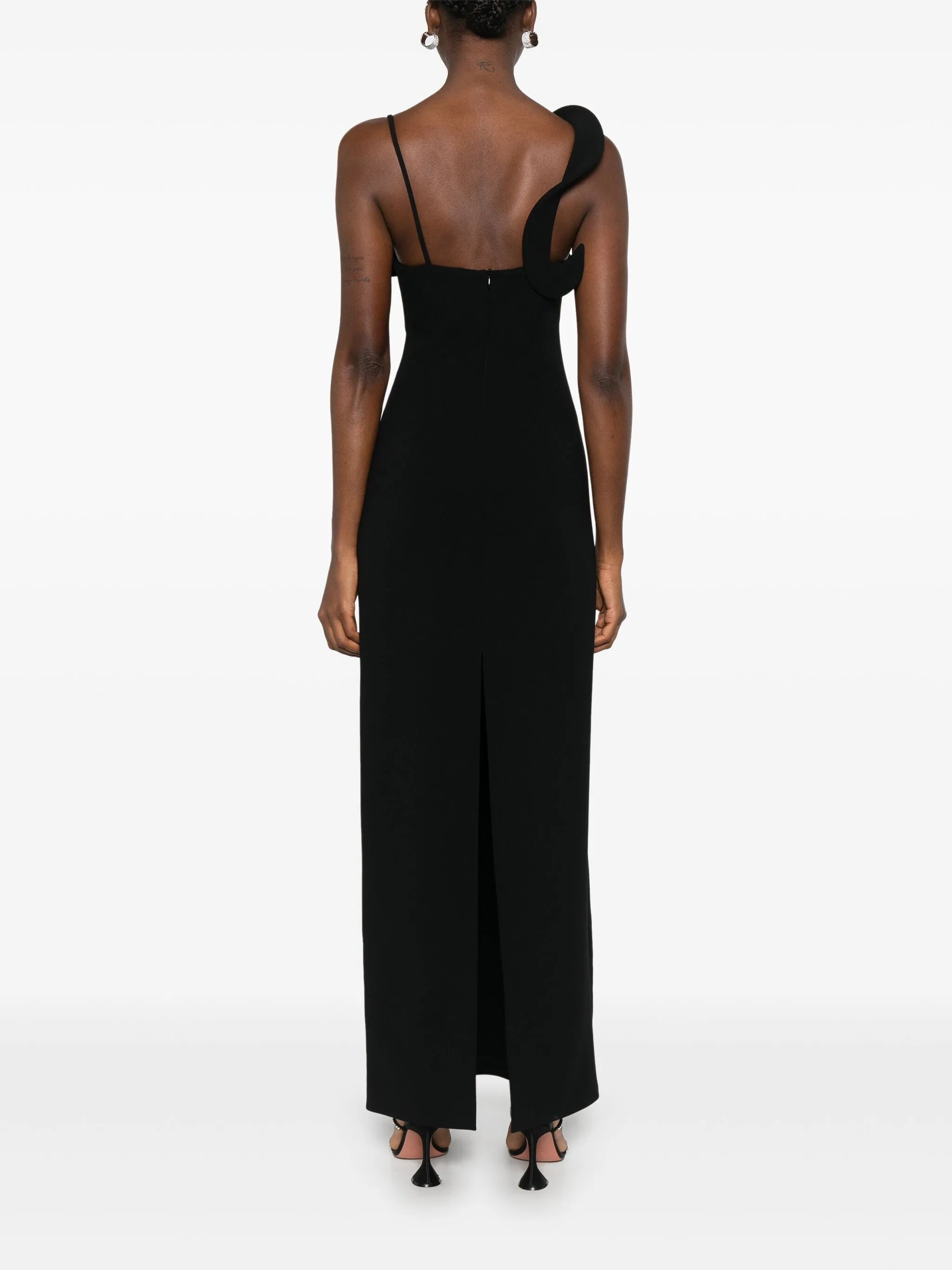 floral-appliqué maxi dress