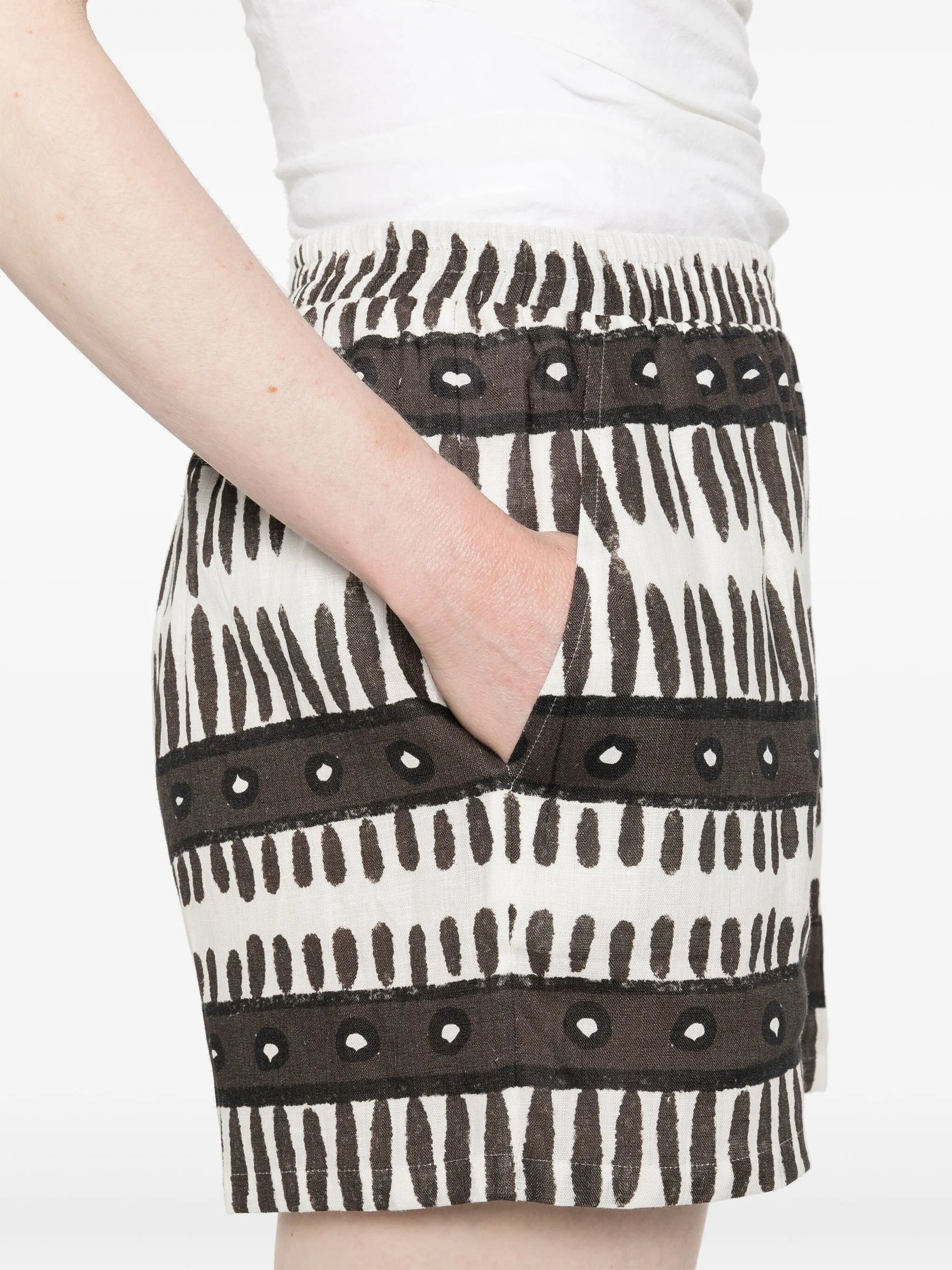 abstract-print linen shorts