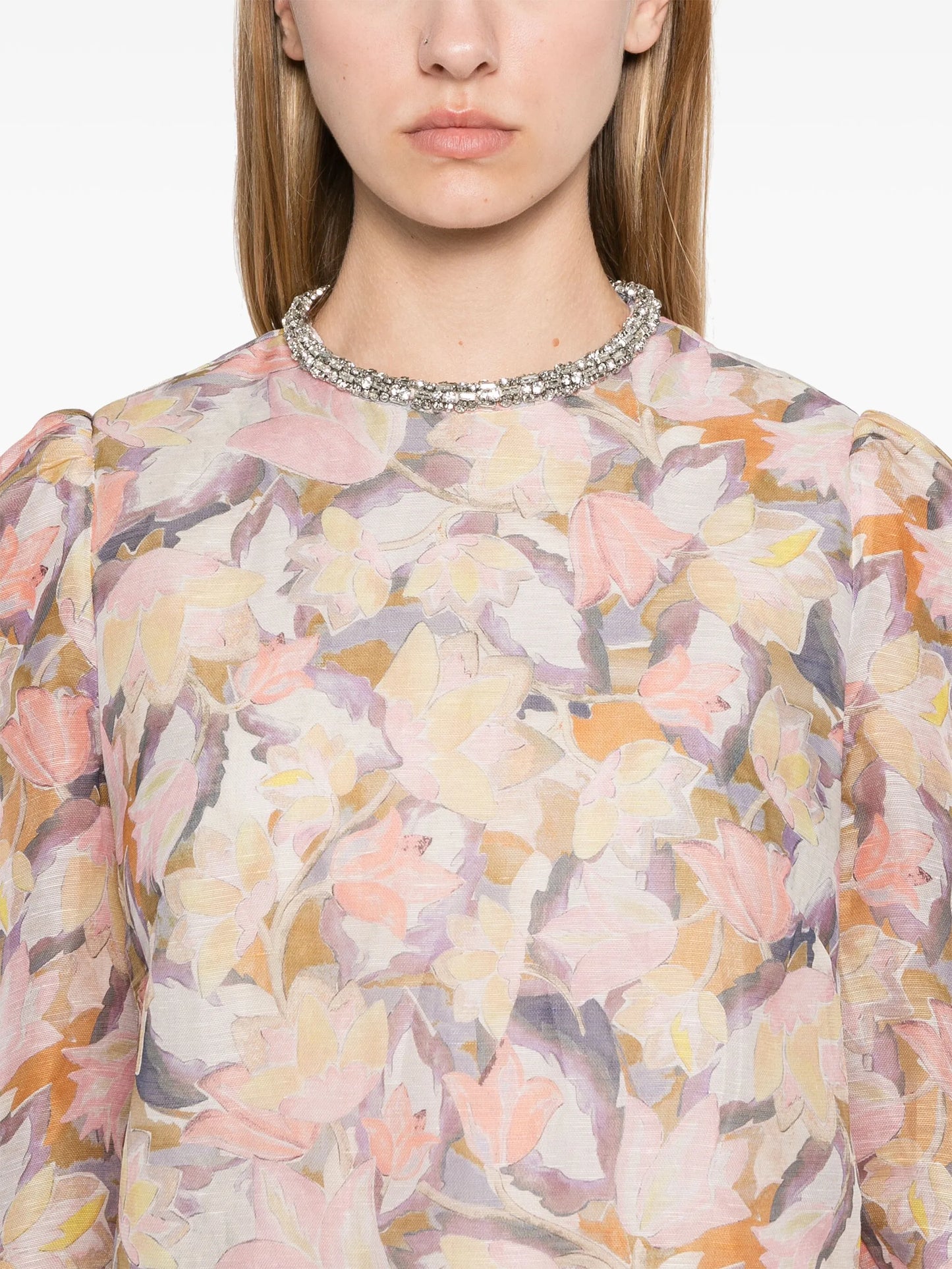 diamante-trim mini dress
