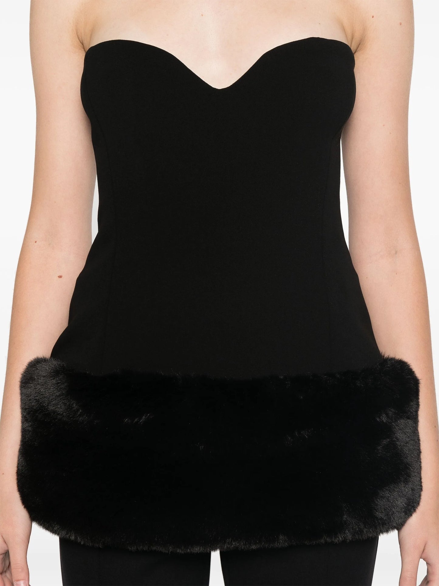 faux-fur trim corset