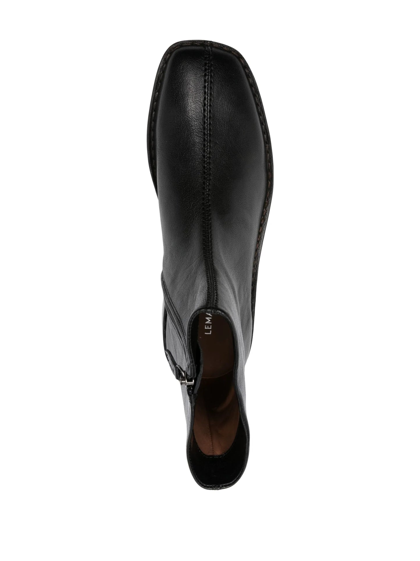 piped leather ankle boots